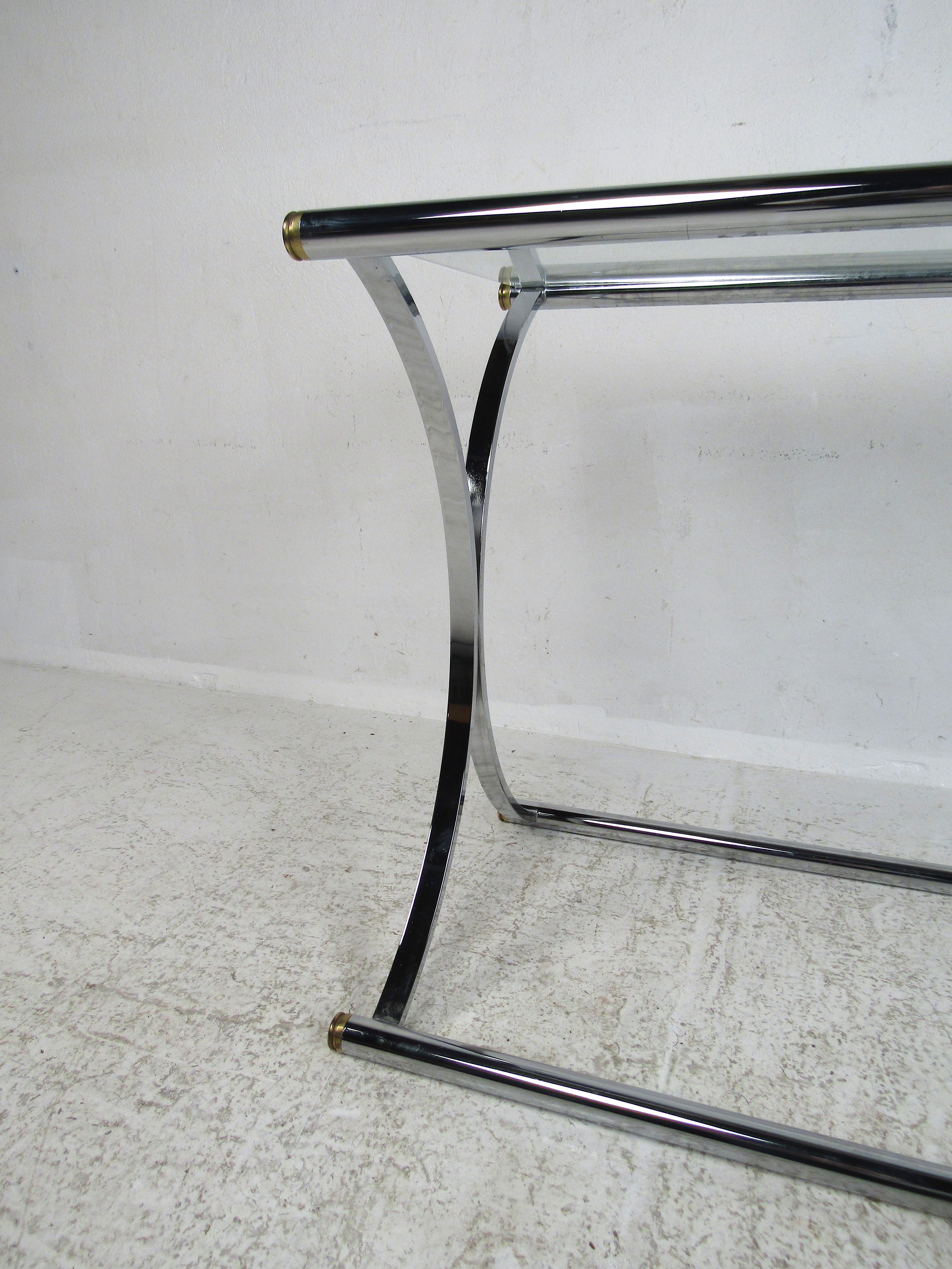 Chrome and Glass Console Table For Sale 2