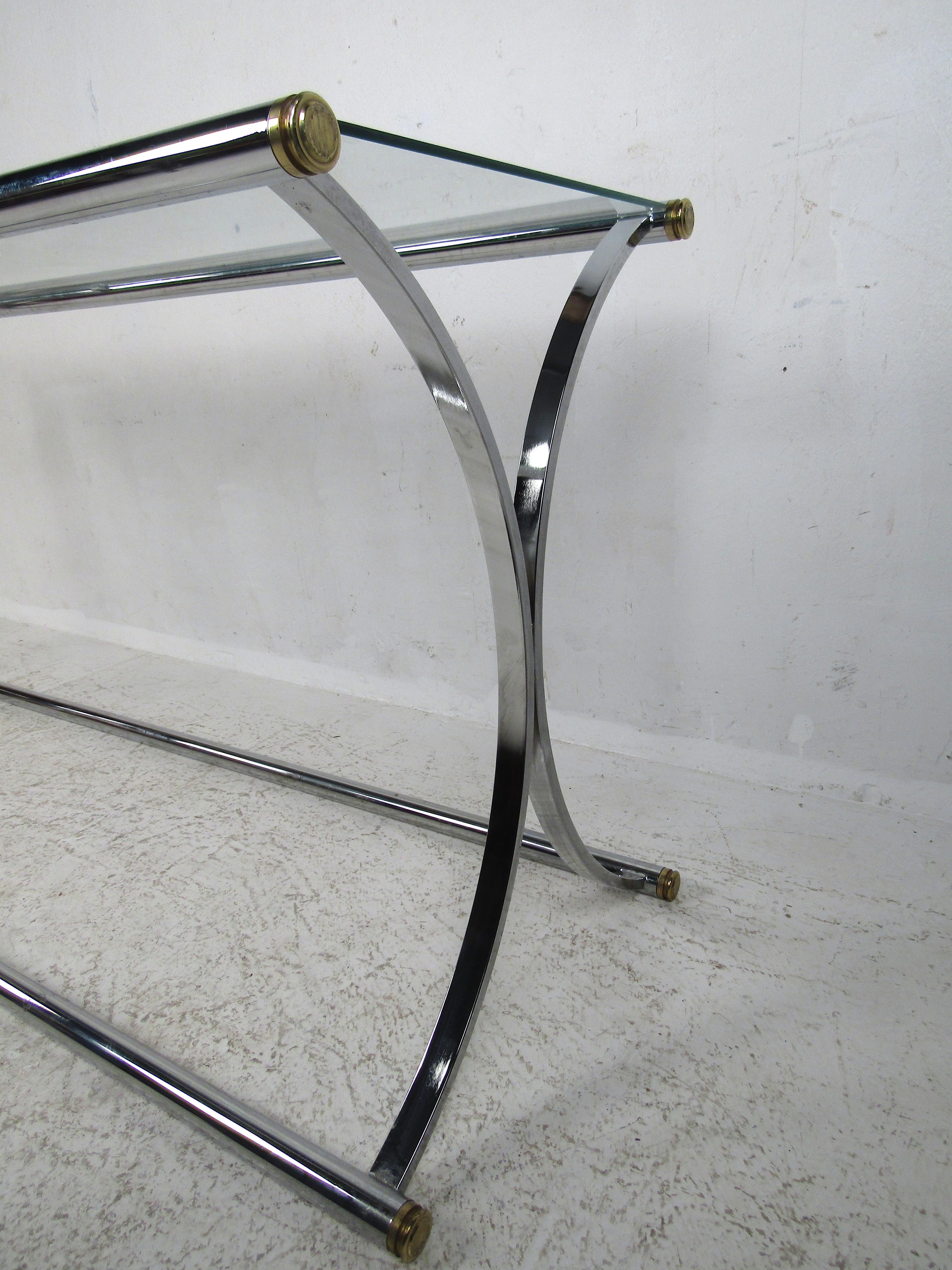 Chrome and Glass Console Table For Sale 4