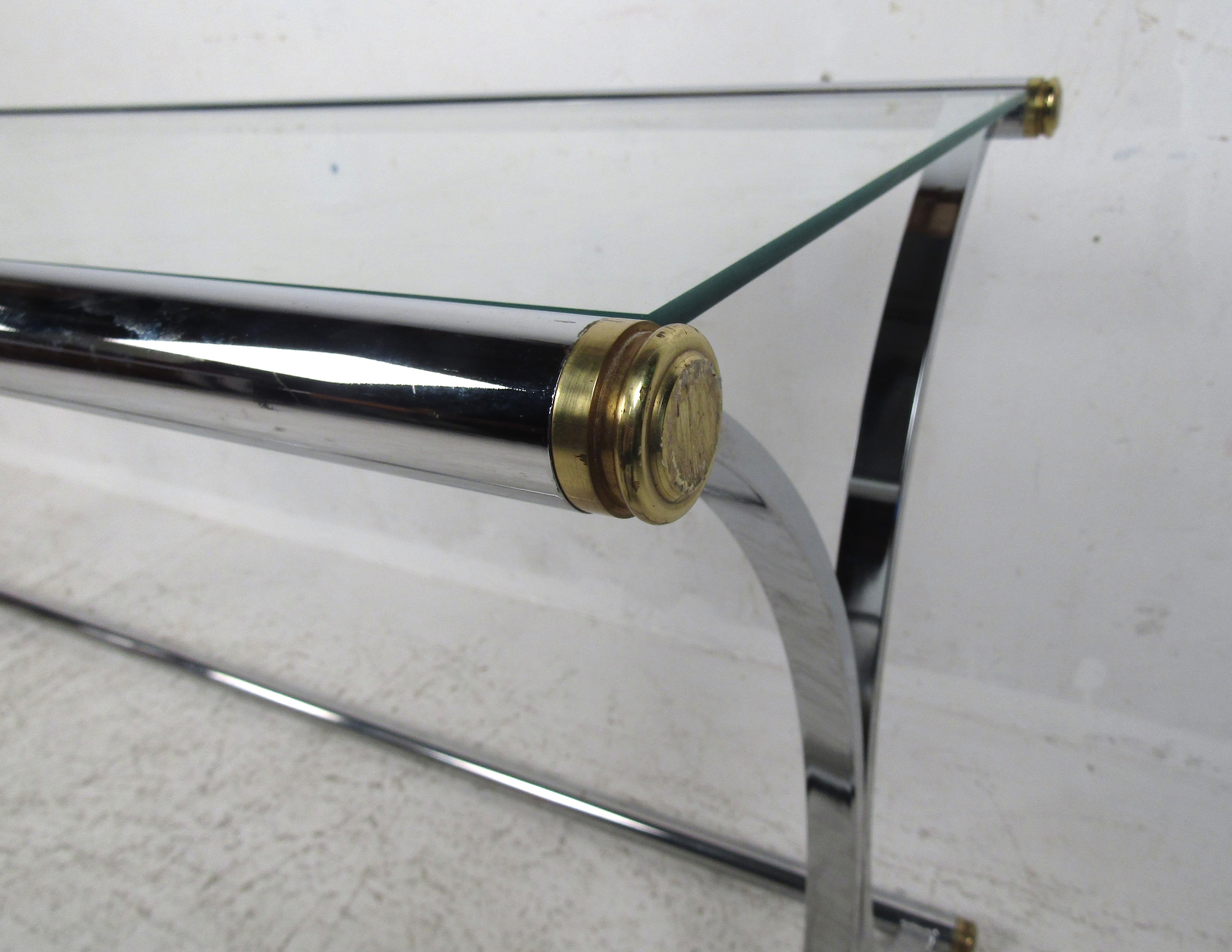 Late 20th Century Chrome and Glass Console Table For Sale