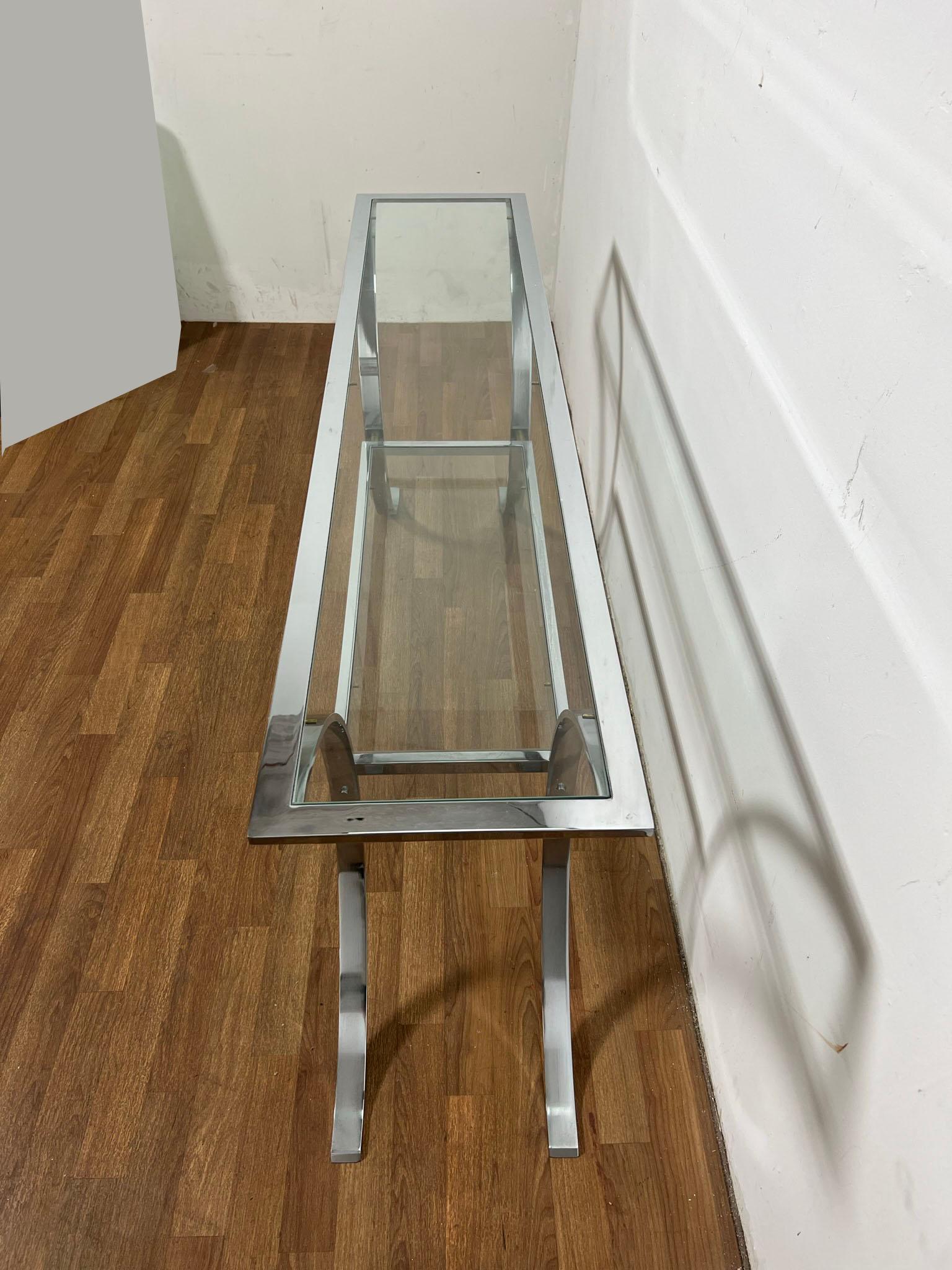 American Chrome and Glass Console Table in the Style of Milo Baughman Circa 1970s