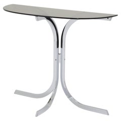 Chrome and Glass Console Table possibly French circa 1970