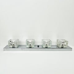 Chrome and Glass Cube Four Light Wall Sconce by Gaetano Sciolari, C. 1970s