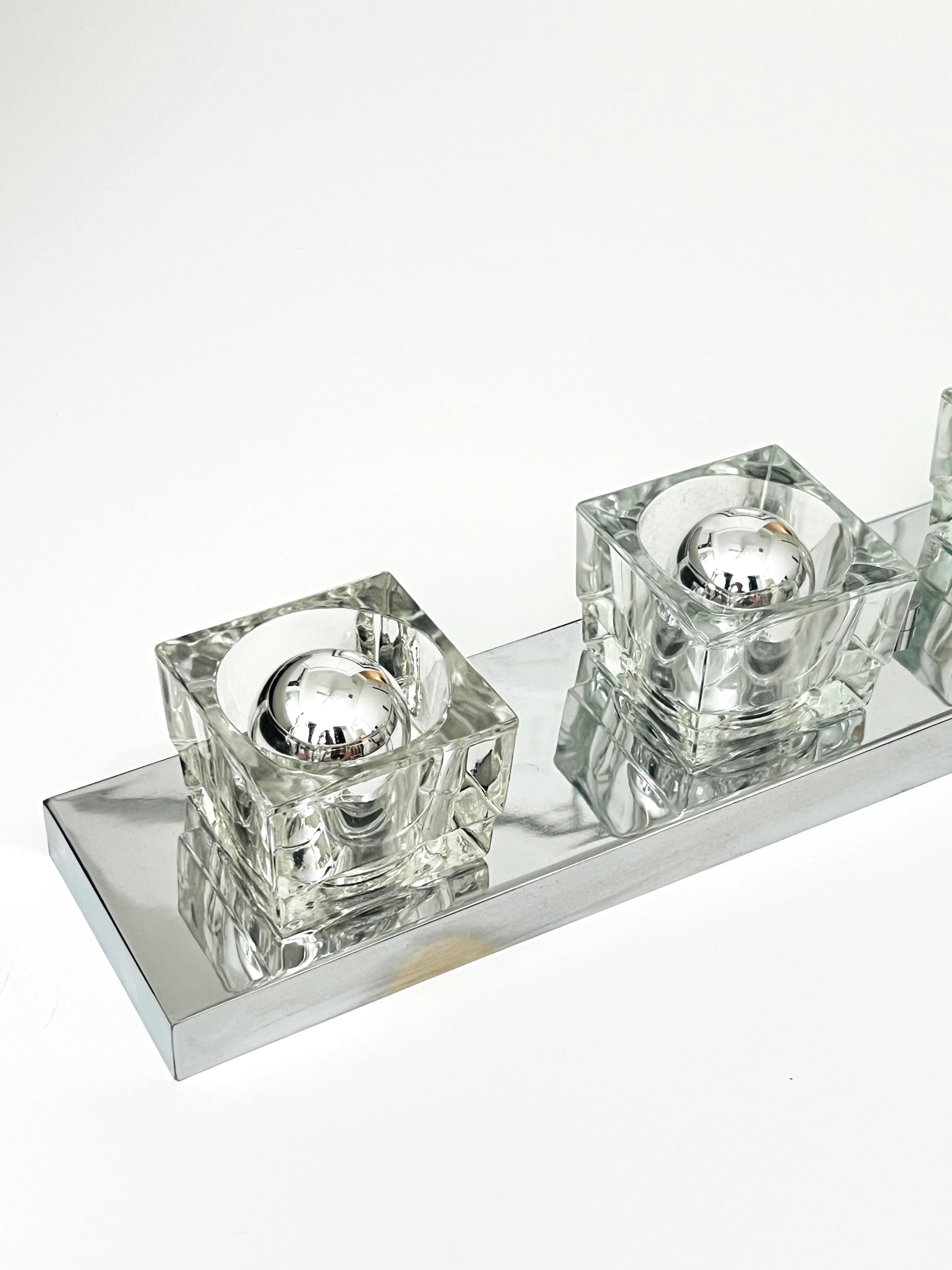 Late 20th Century Chrome and Glass Cube Four Light Wall Sconce by Gaetano Sciolari, C. 1970s For Sale