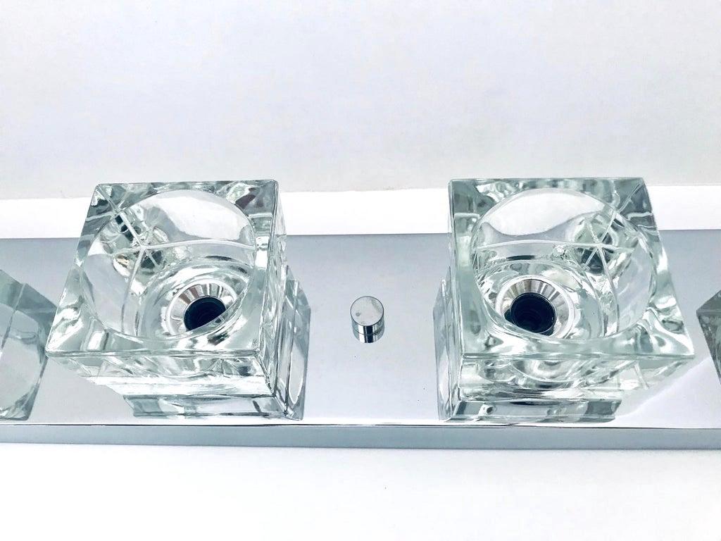 Chrome and Glass Cube Four Light Wall Sconce by Gaetano Sciolari, C. 1970s For Sale 2