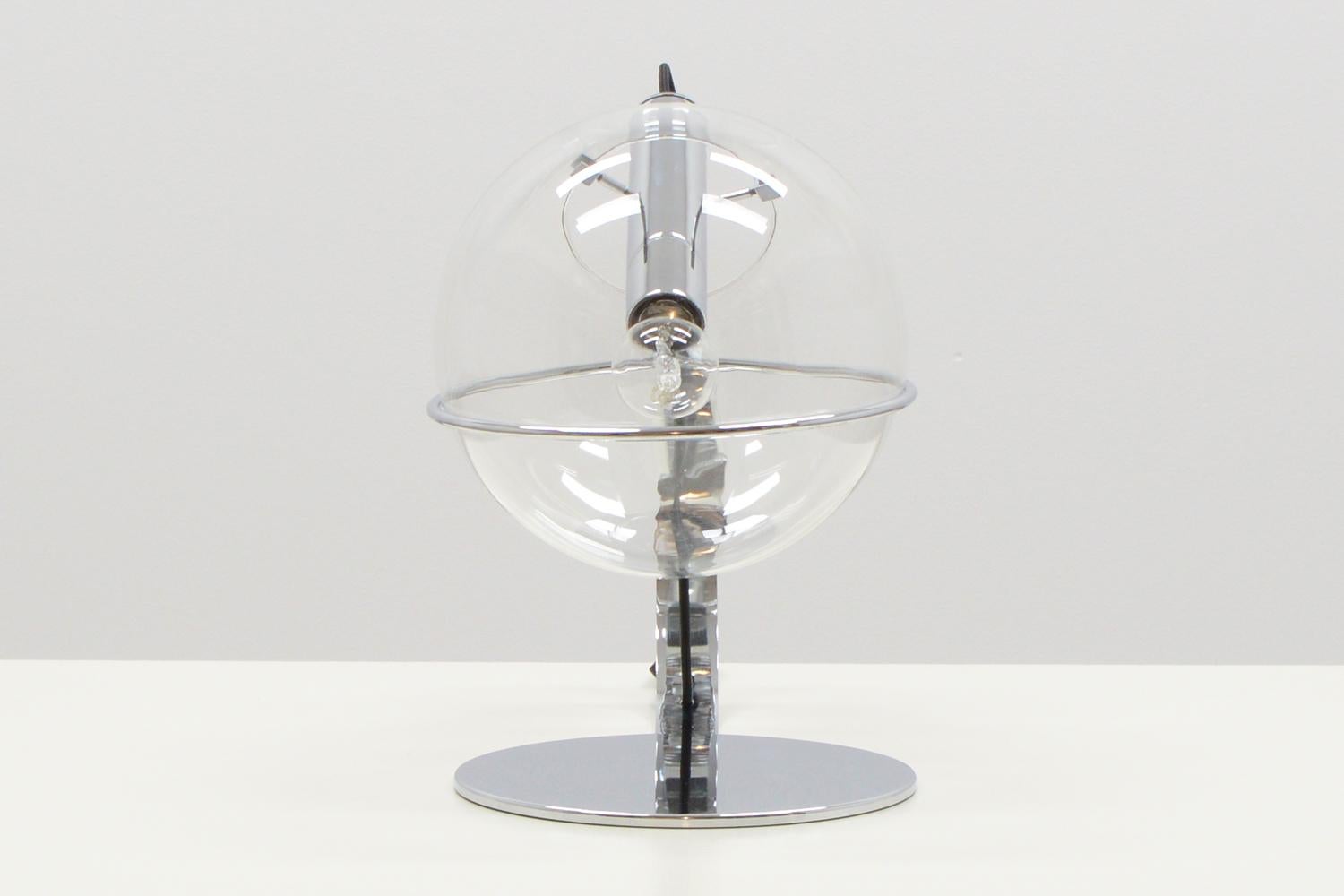 20th Century Chrome and Glass Design Globe Table Lamp, 70s