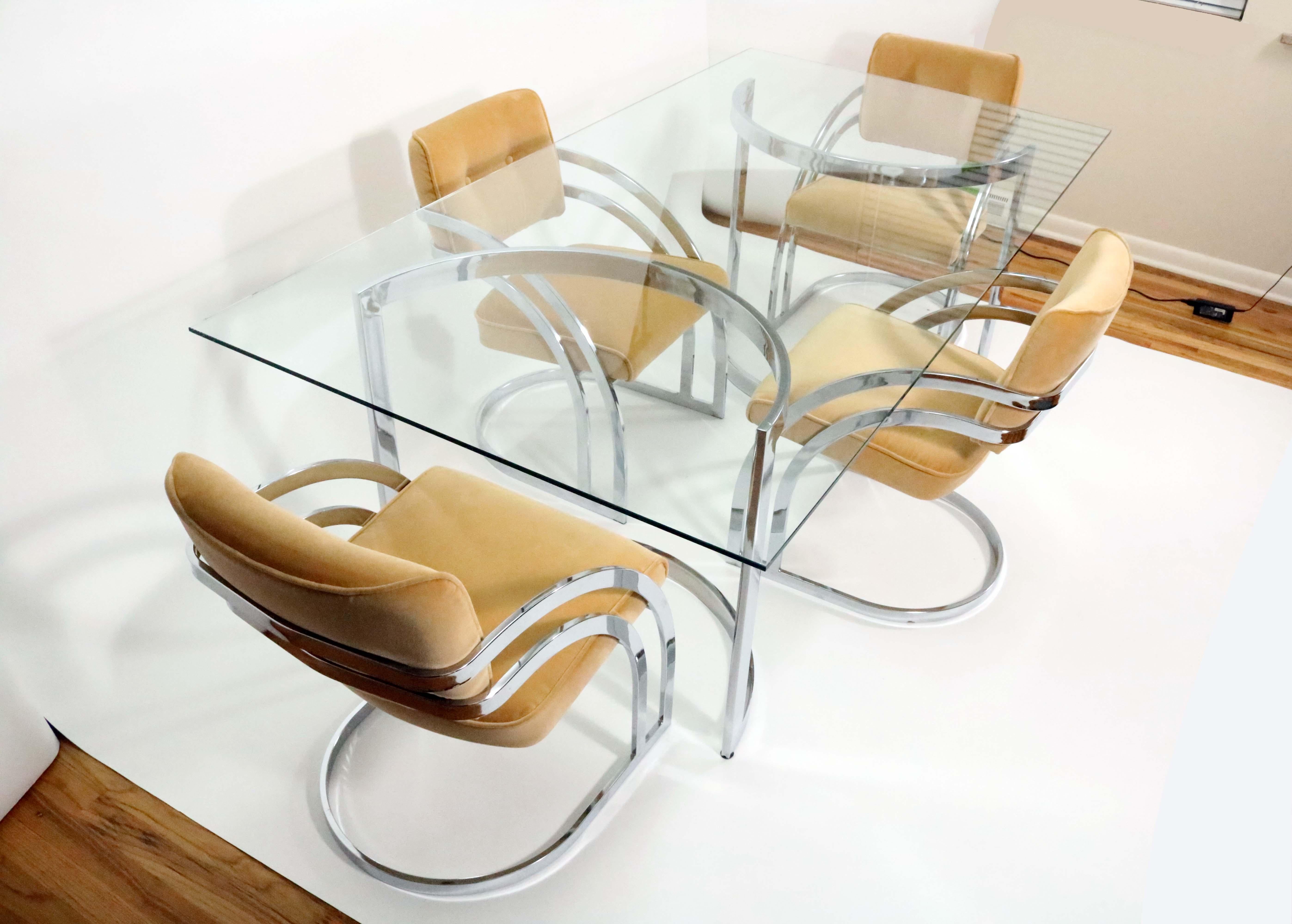 Mid-Century Modern Chrome and Glass Dining Table and Chairs by Cal-Style