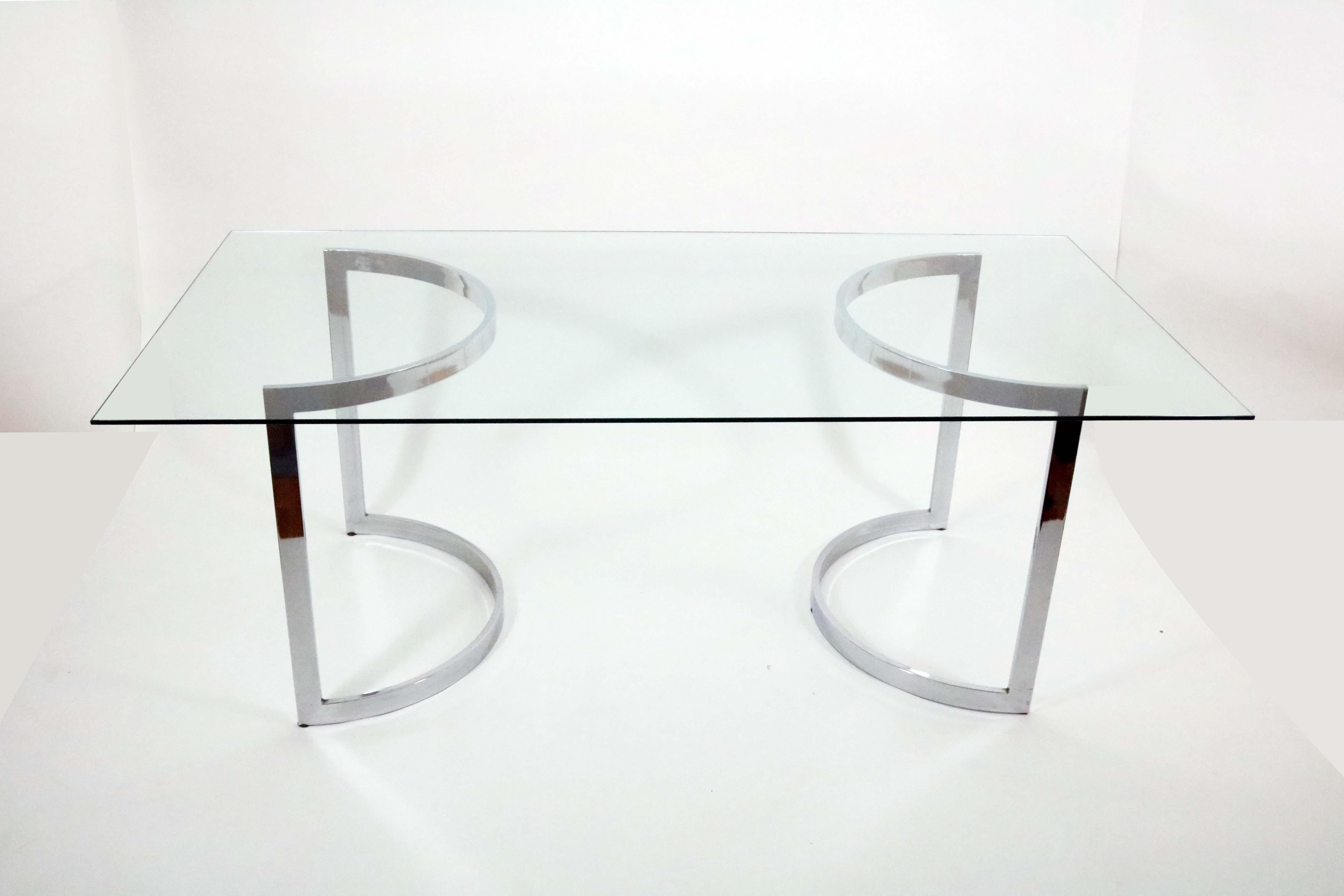 American Chrome and Glass Dining Table and Chairs by Cal-Style