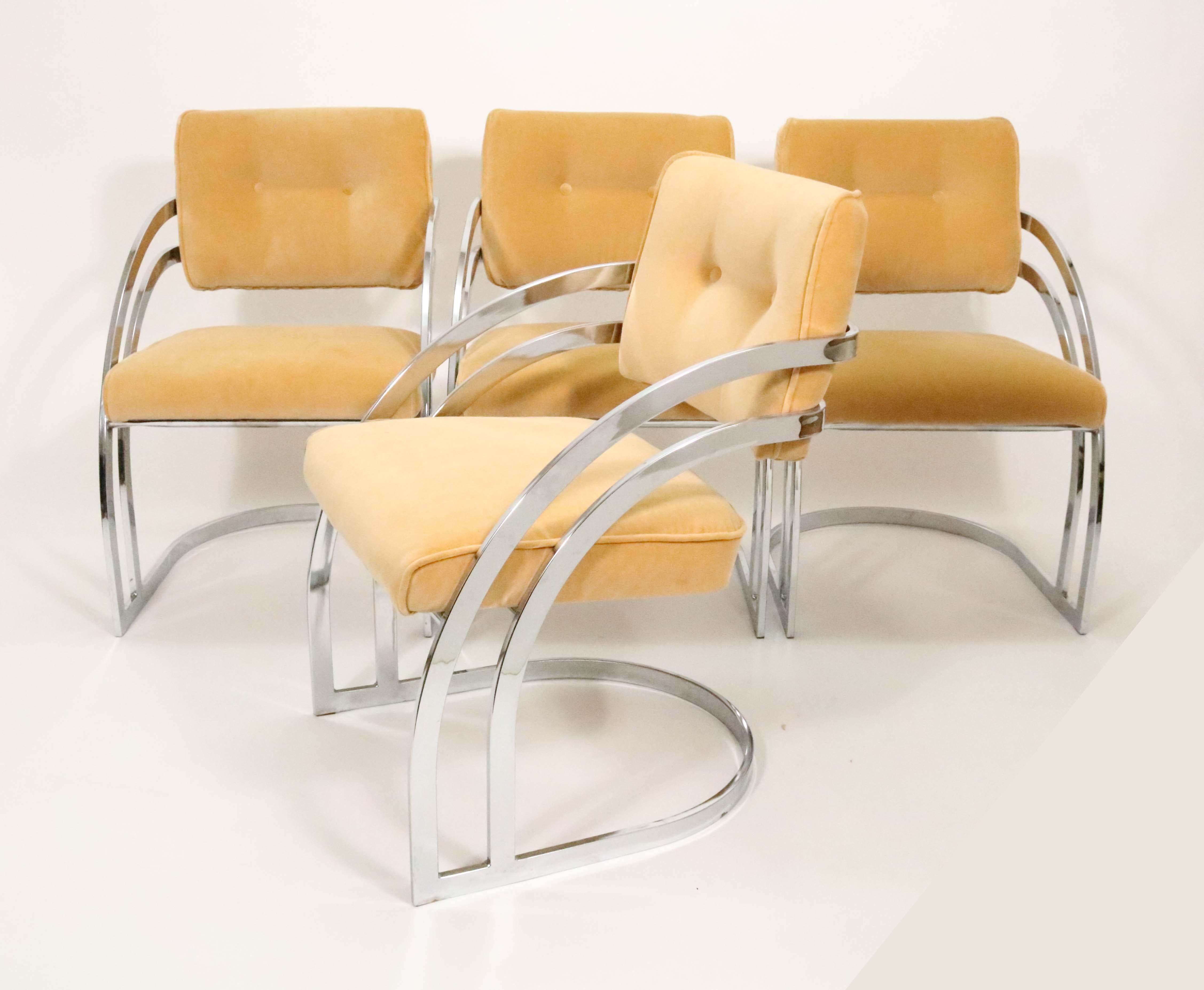 Polychromed Chrome and Glass Dining Table and Chairs by Cal-Style