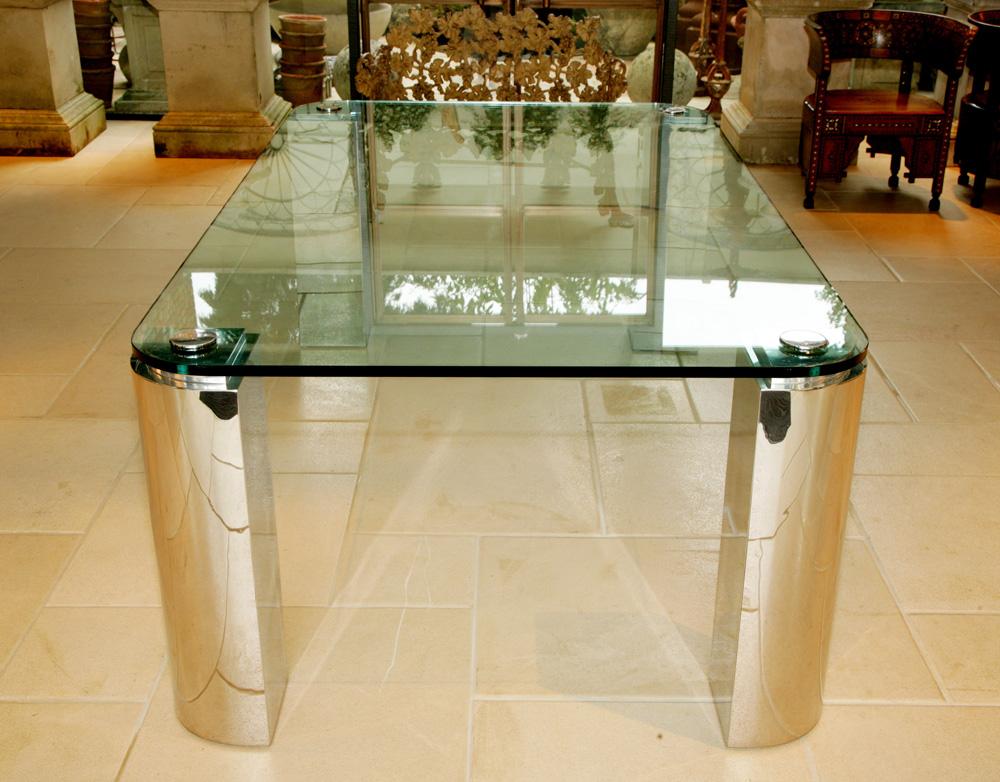 American Chrome and Glass Dining Table, 1970s