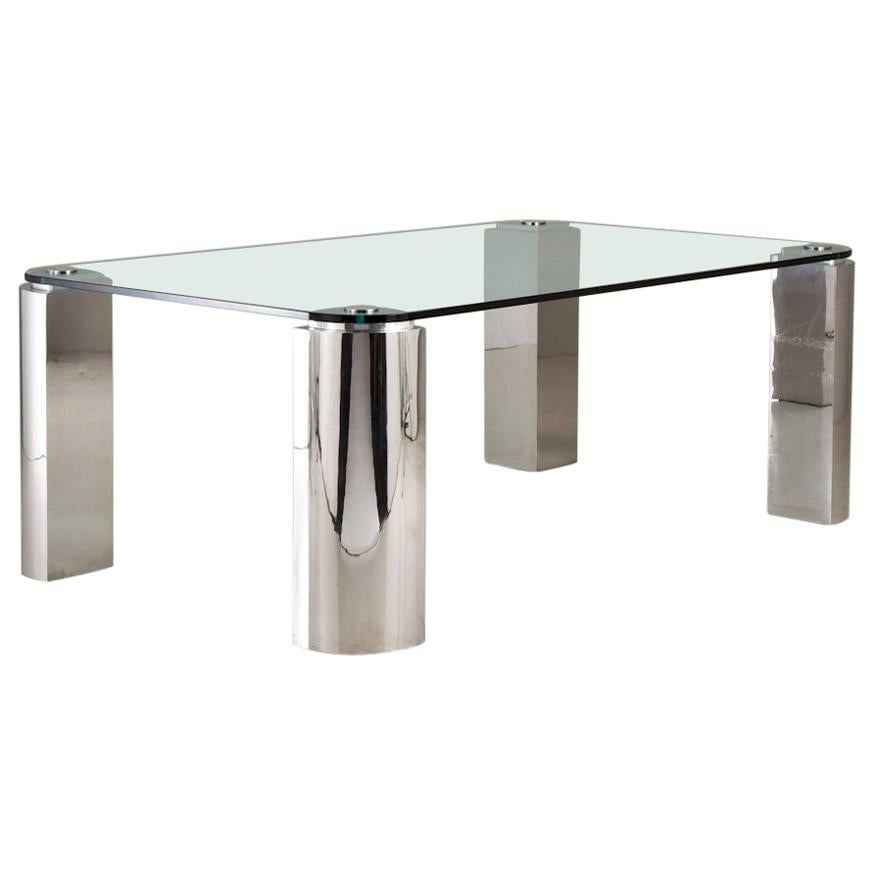 Chrome and Glass Dining Table, 1970s