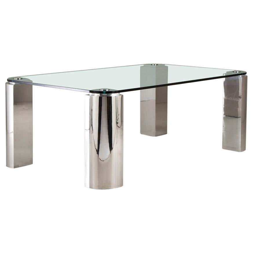 Chrome and Glass Dining Table, 1970s For Sale at 1stDibs