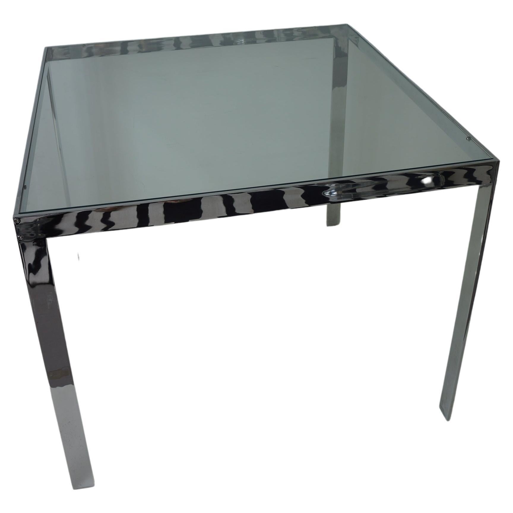 Chrome and glass dining table  For Sale