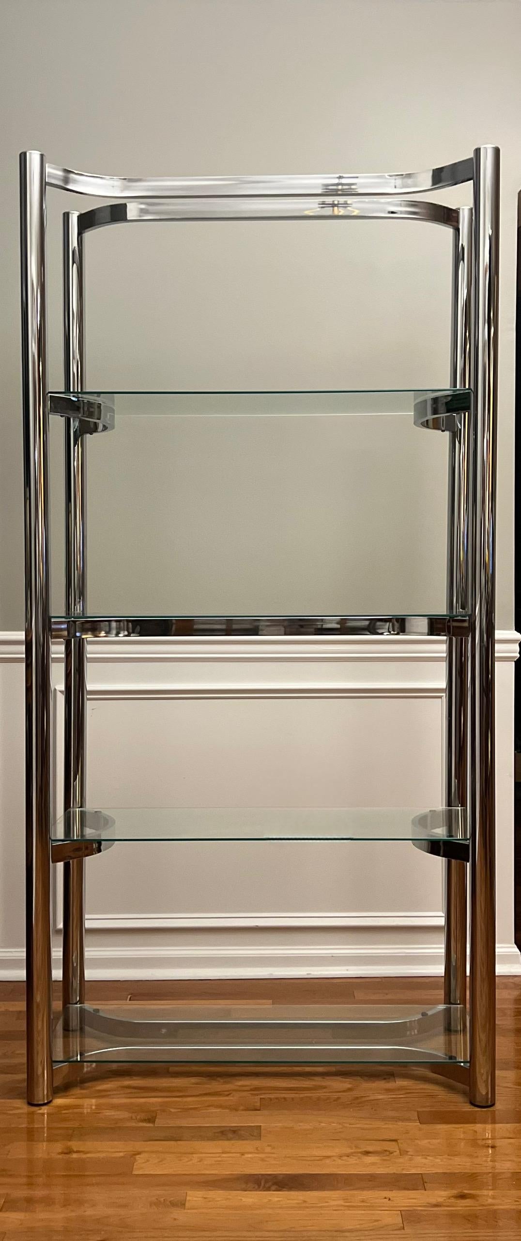 Chrome and Glass Etagere Attributed to Milo Baughman, 1970s For Sale 5