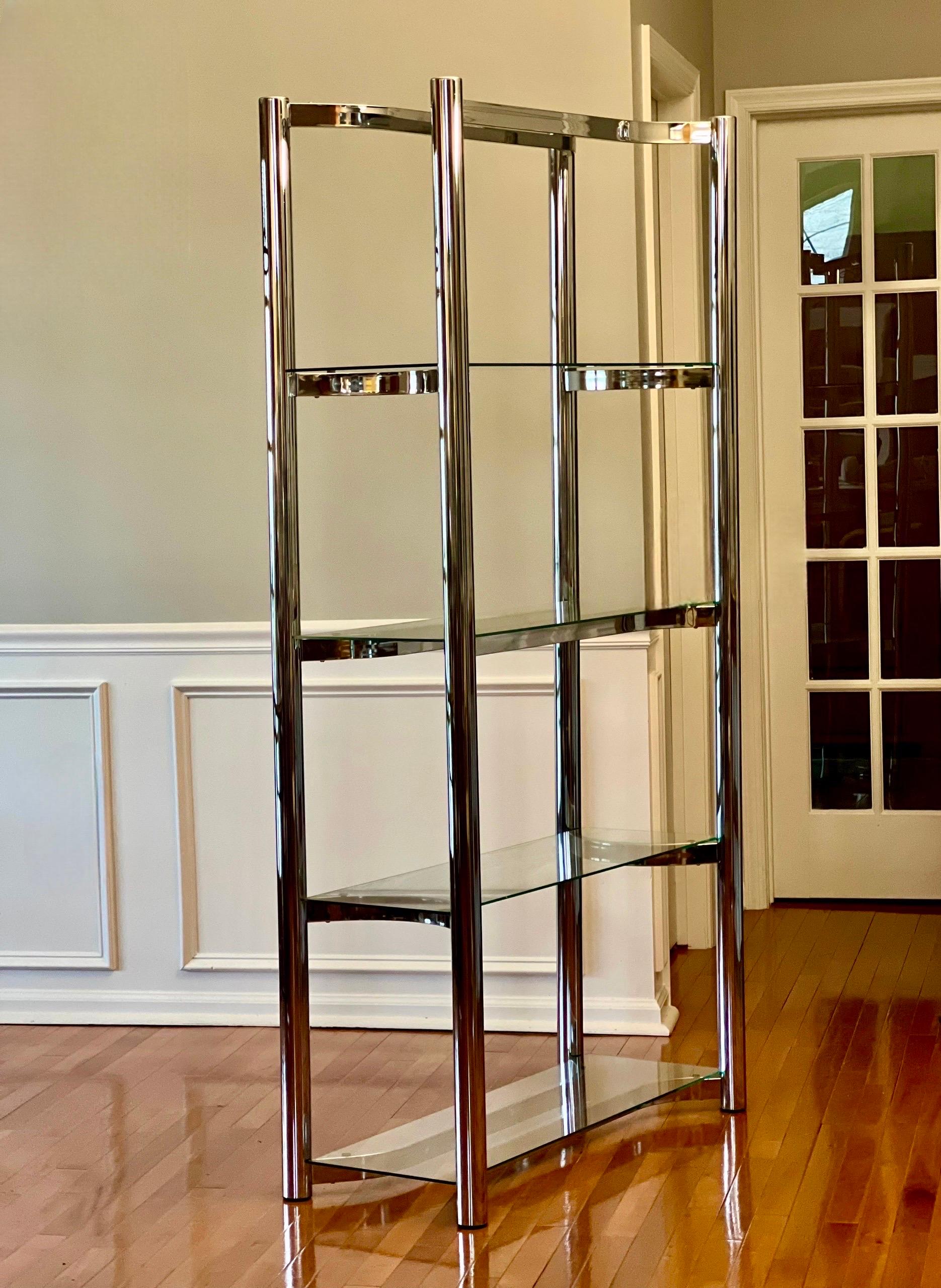 Late 20th Century Chrome and Glass Etagere Attributed to Milo Baughman, 1970s For Sale