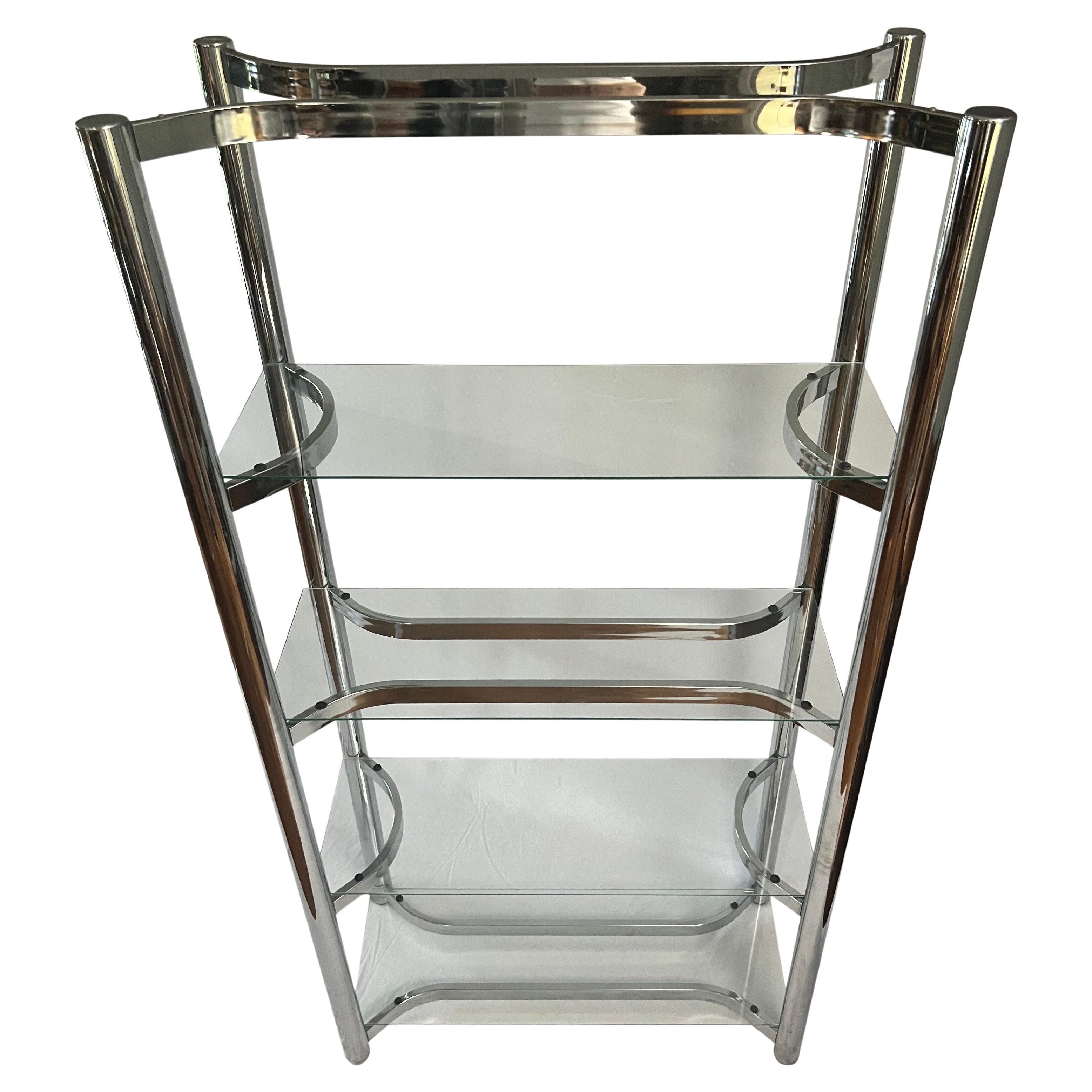 Chrome and Glass Etagere Attributed to Milo Baughman, 1970s For Sale