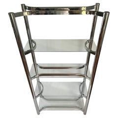 Retro Chrome and Glass Etagere Attributed to Milo Baughman, 1970s