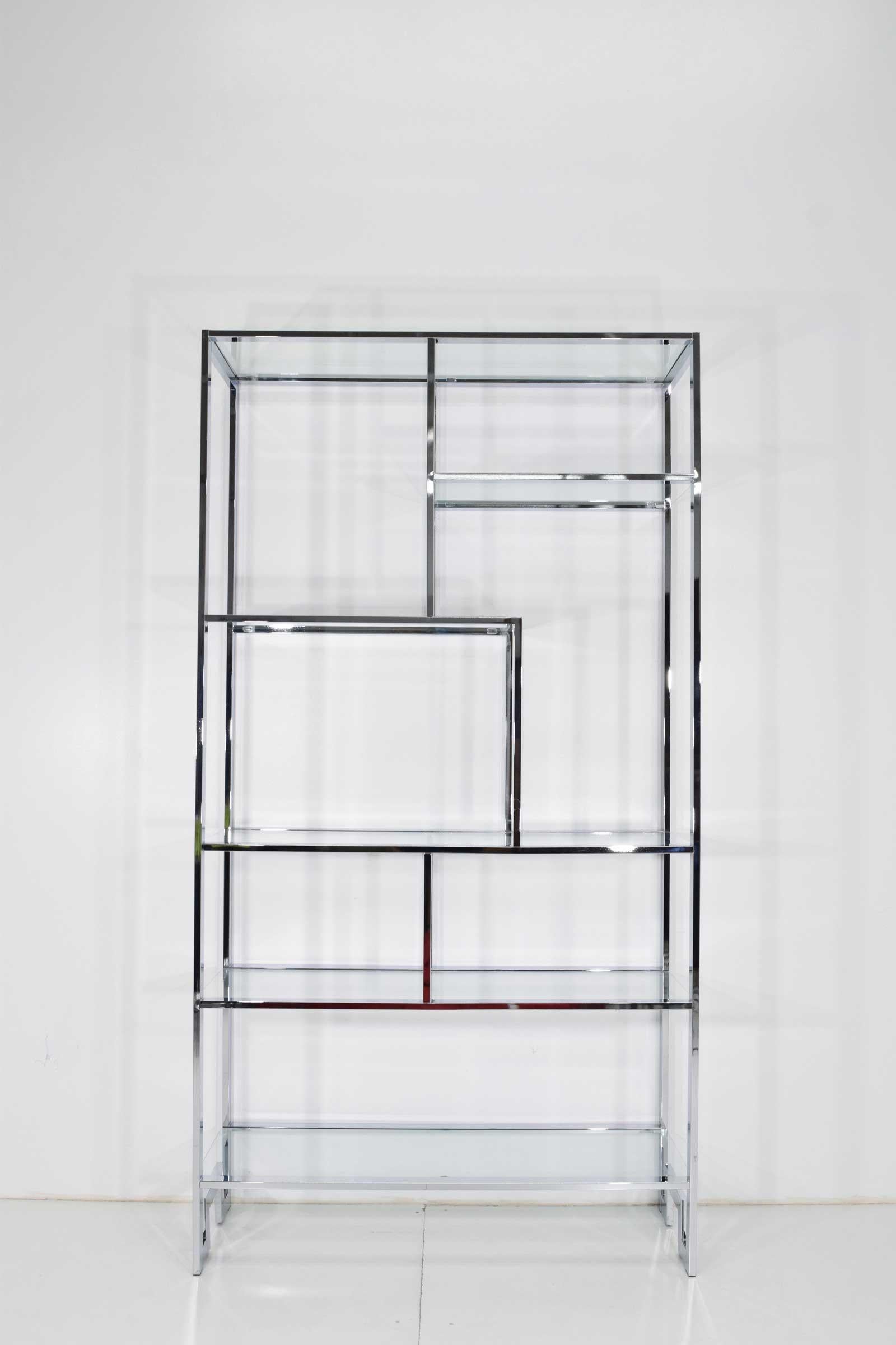 Chrome and Glass Étagère by Design Institute of America For Sale 2