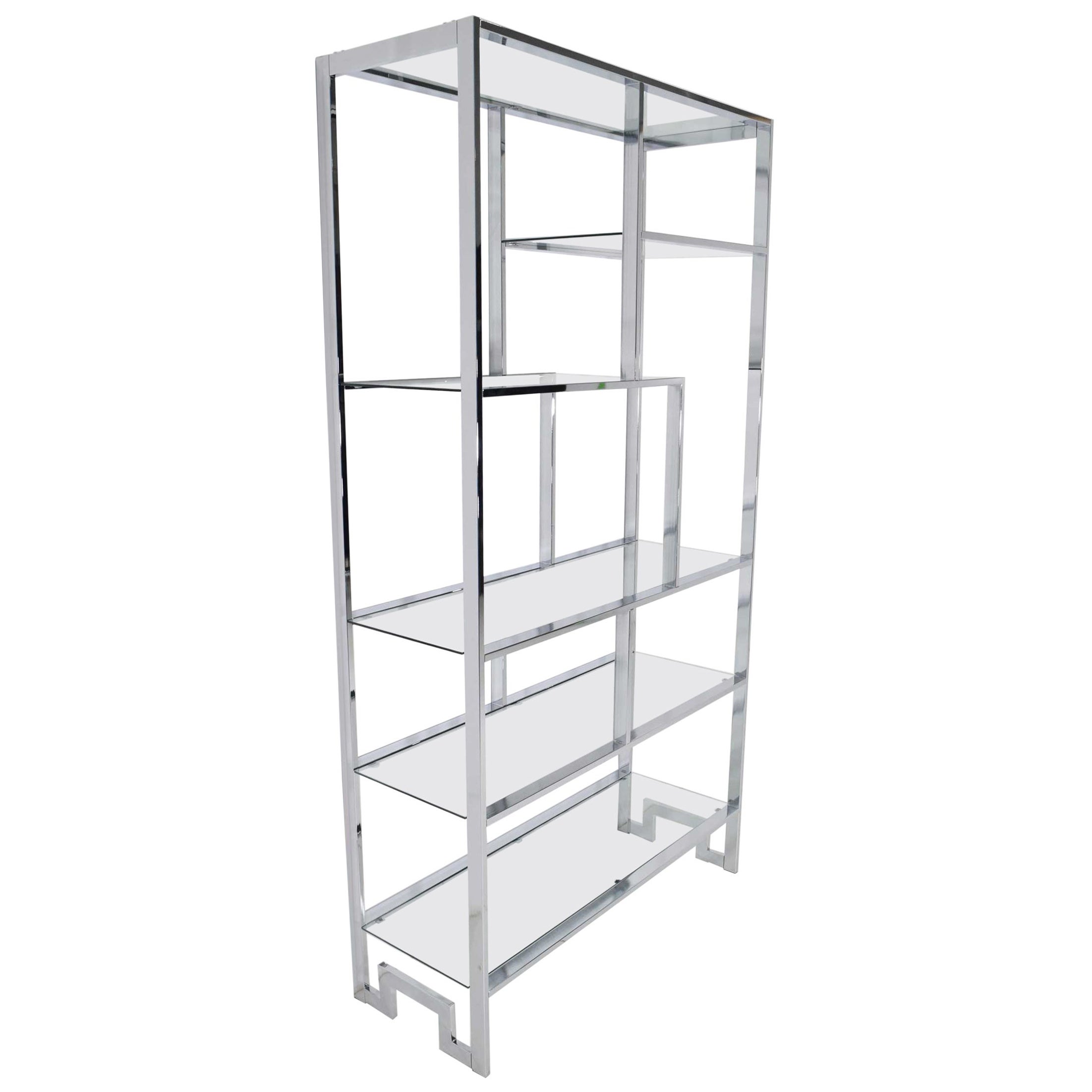 Chrome and Glass Étagère by Design Institute of America For Sale
