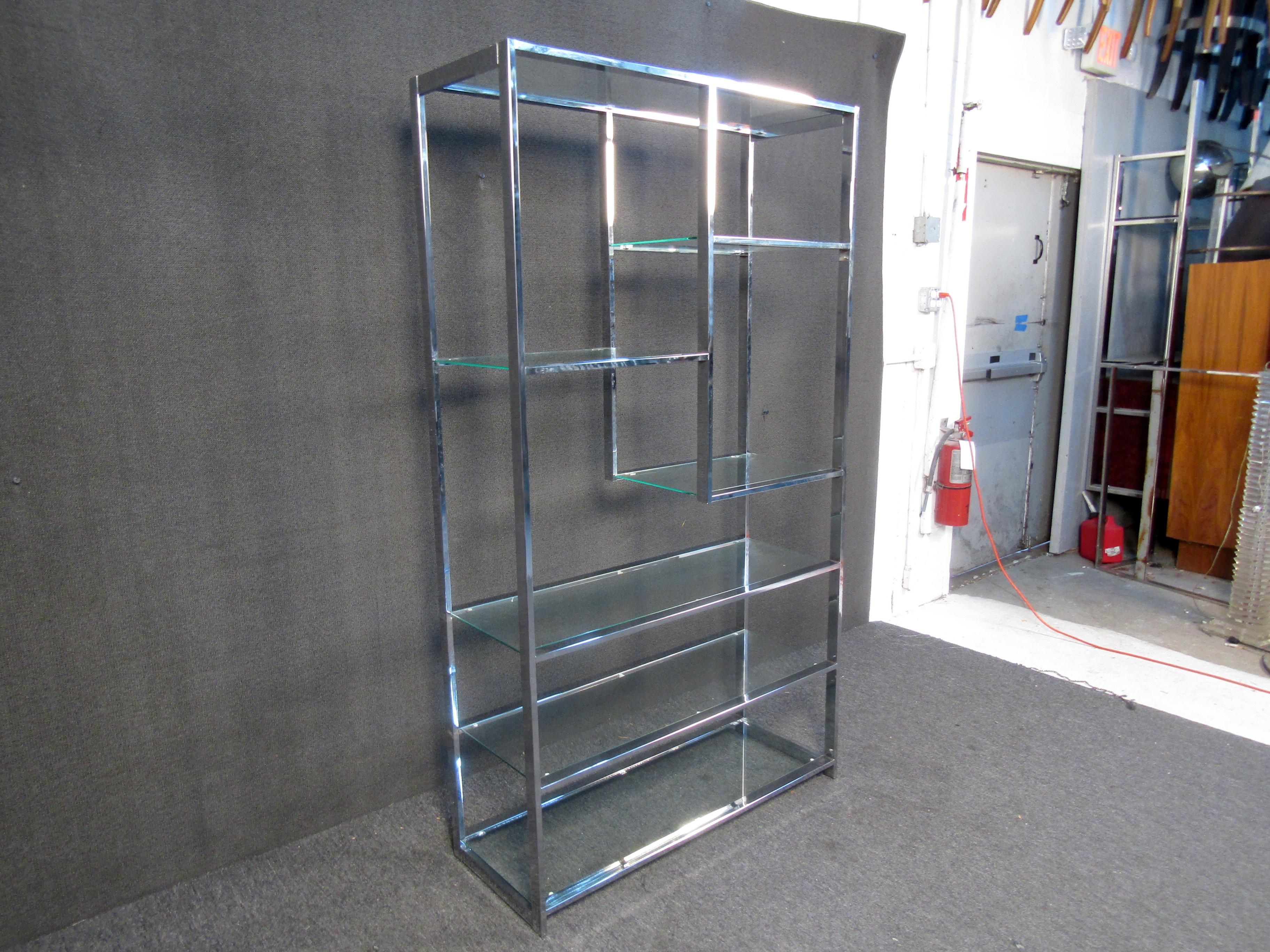 Mid-Century Modern Chrome and Glass Etagere by Milo Baughman