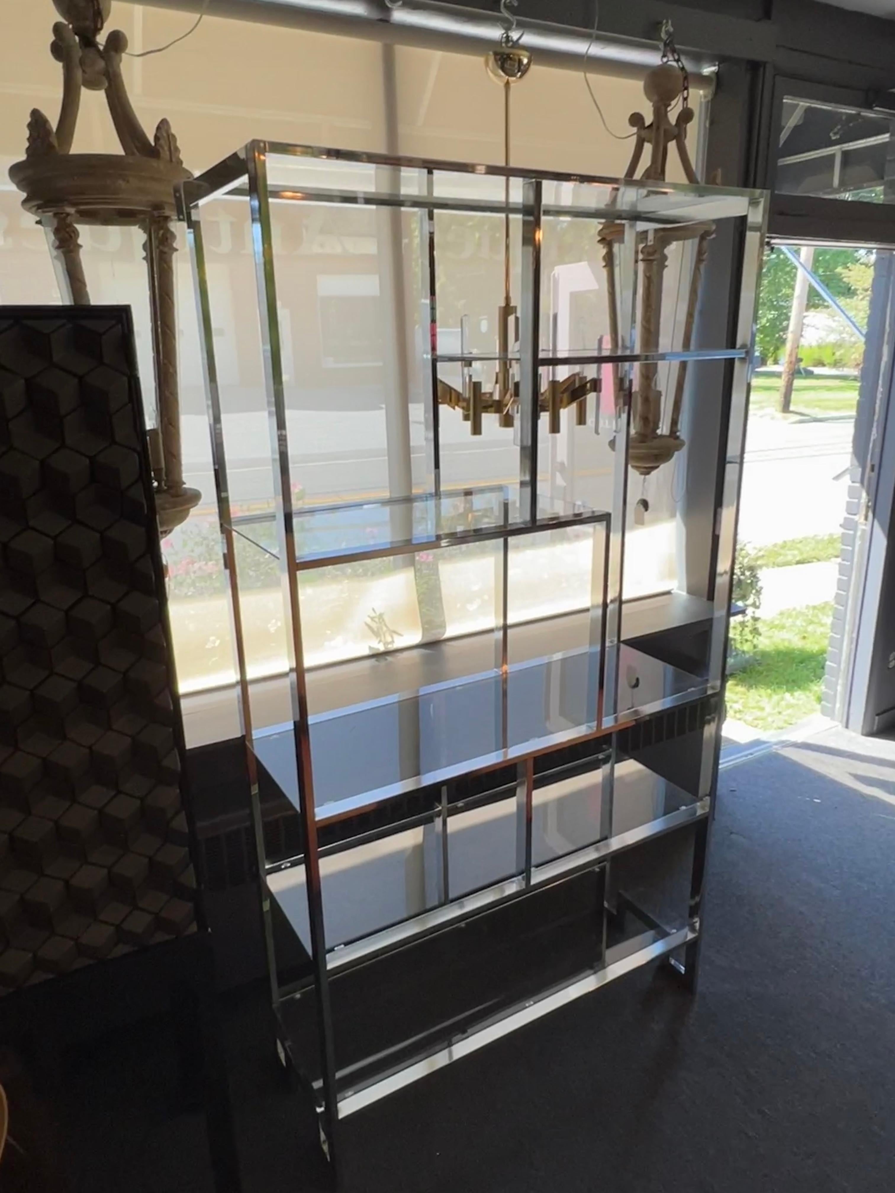 Chrome and Glass etagere by Milo Baughman for Thayer Coggin 2