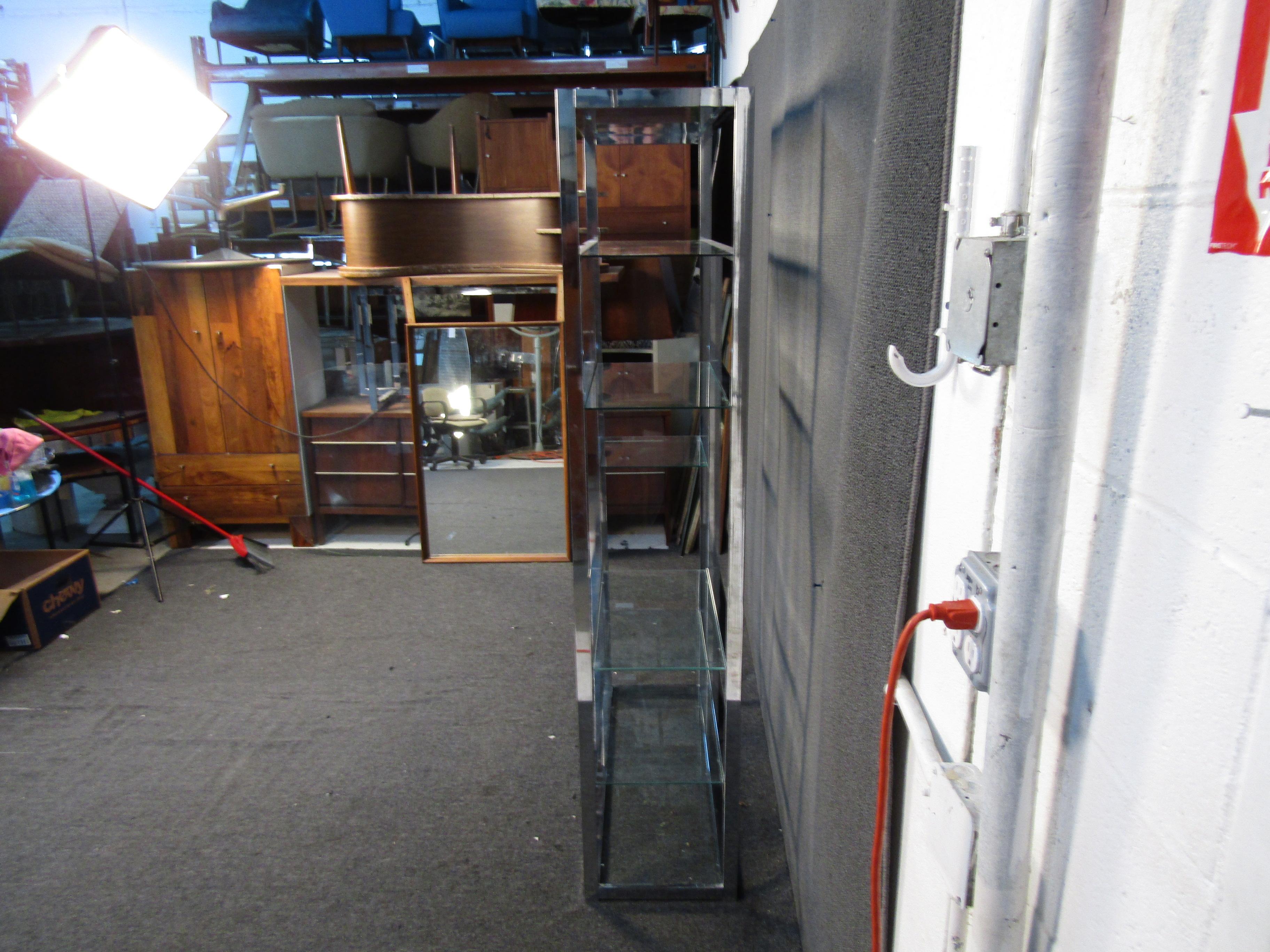 20th Century Chrome and Glass Etagere in the Style of Milo Baughman