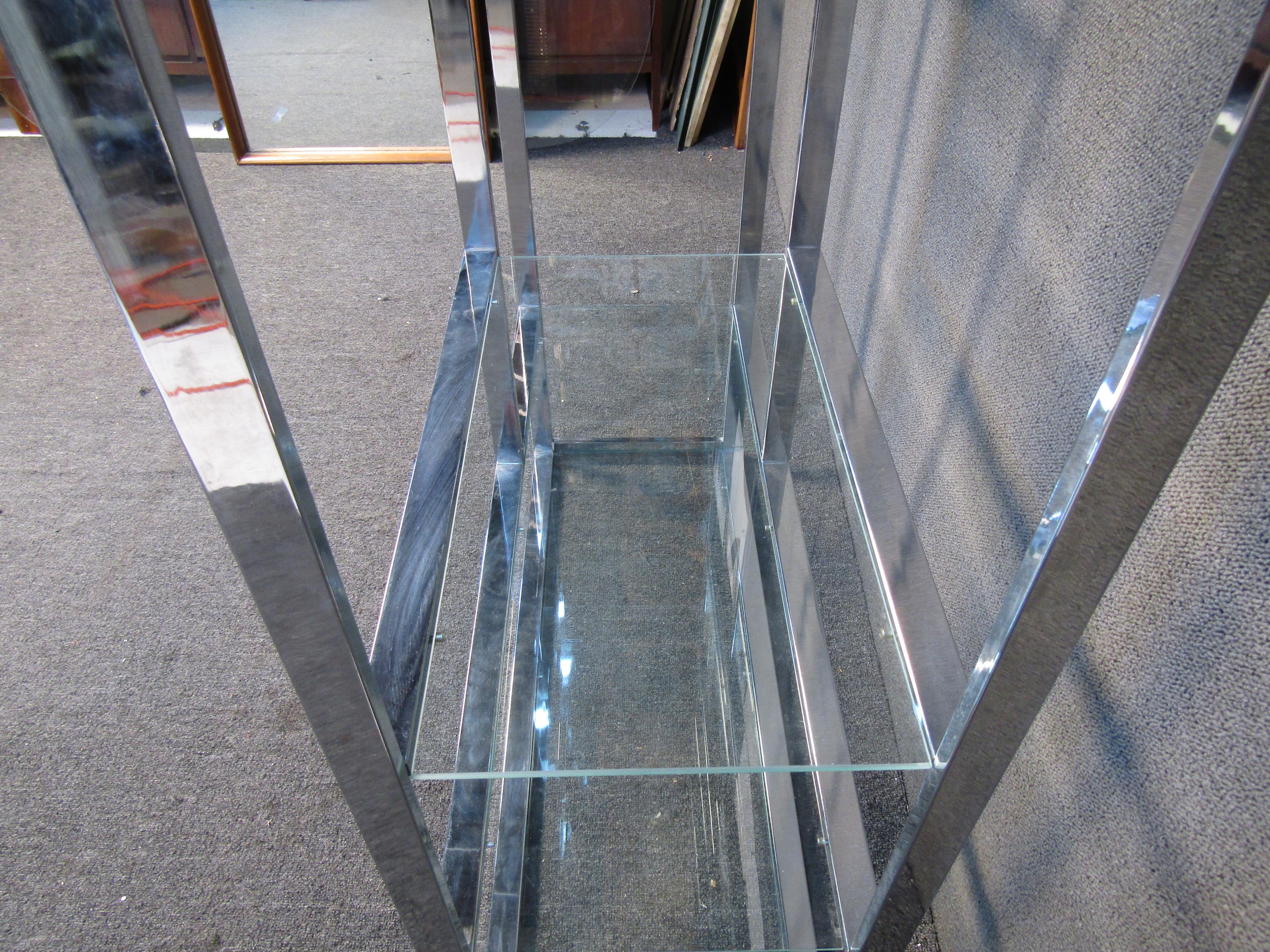 Chrome and Glass Etagere in the Style of Milo Baughman 1