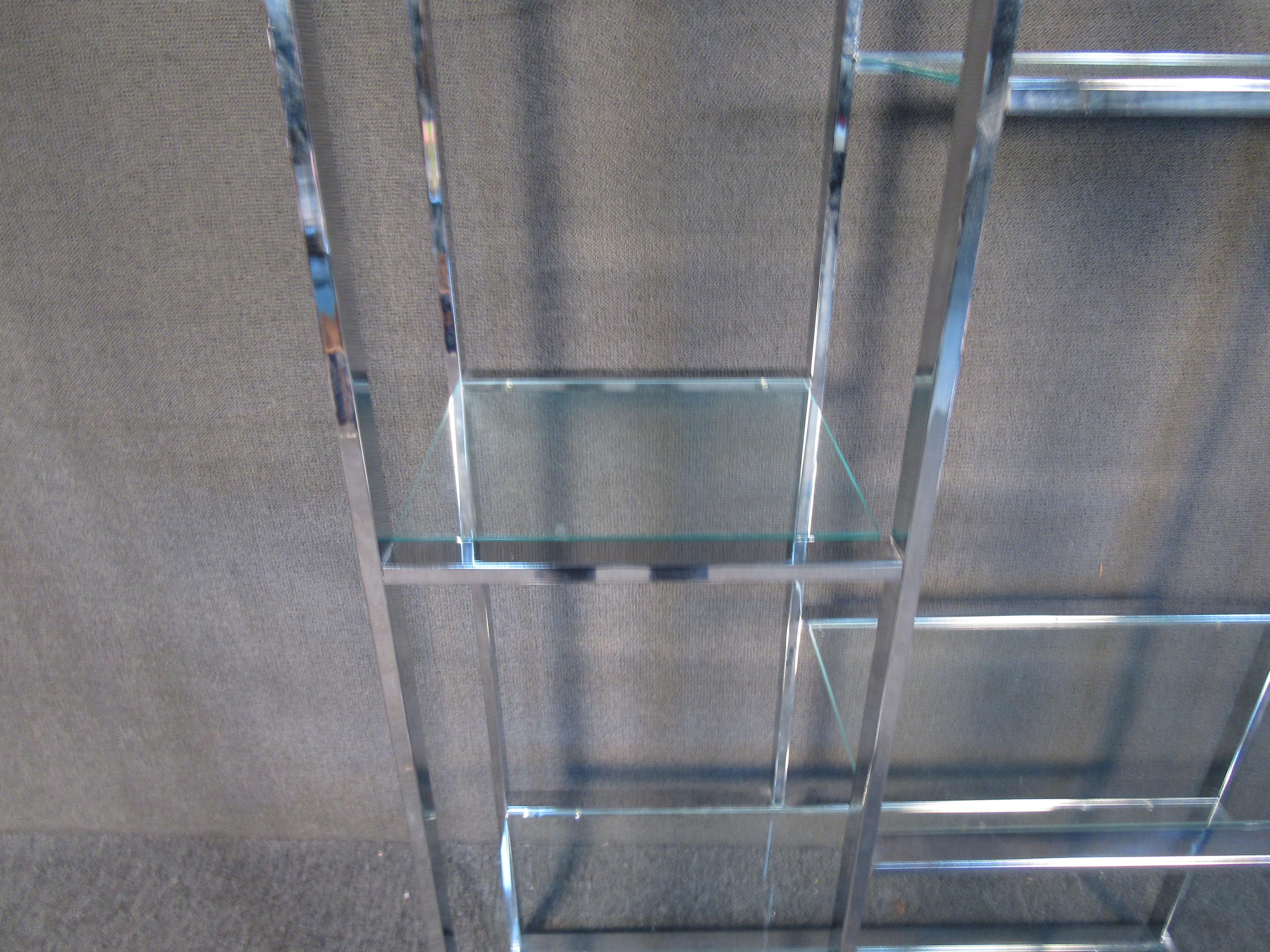 Chrome and Glass Etagere in the Style of Milo Baughman 2