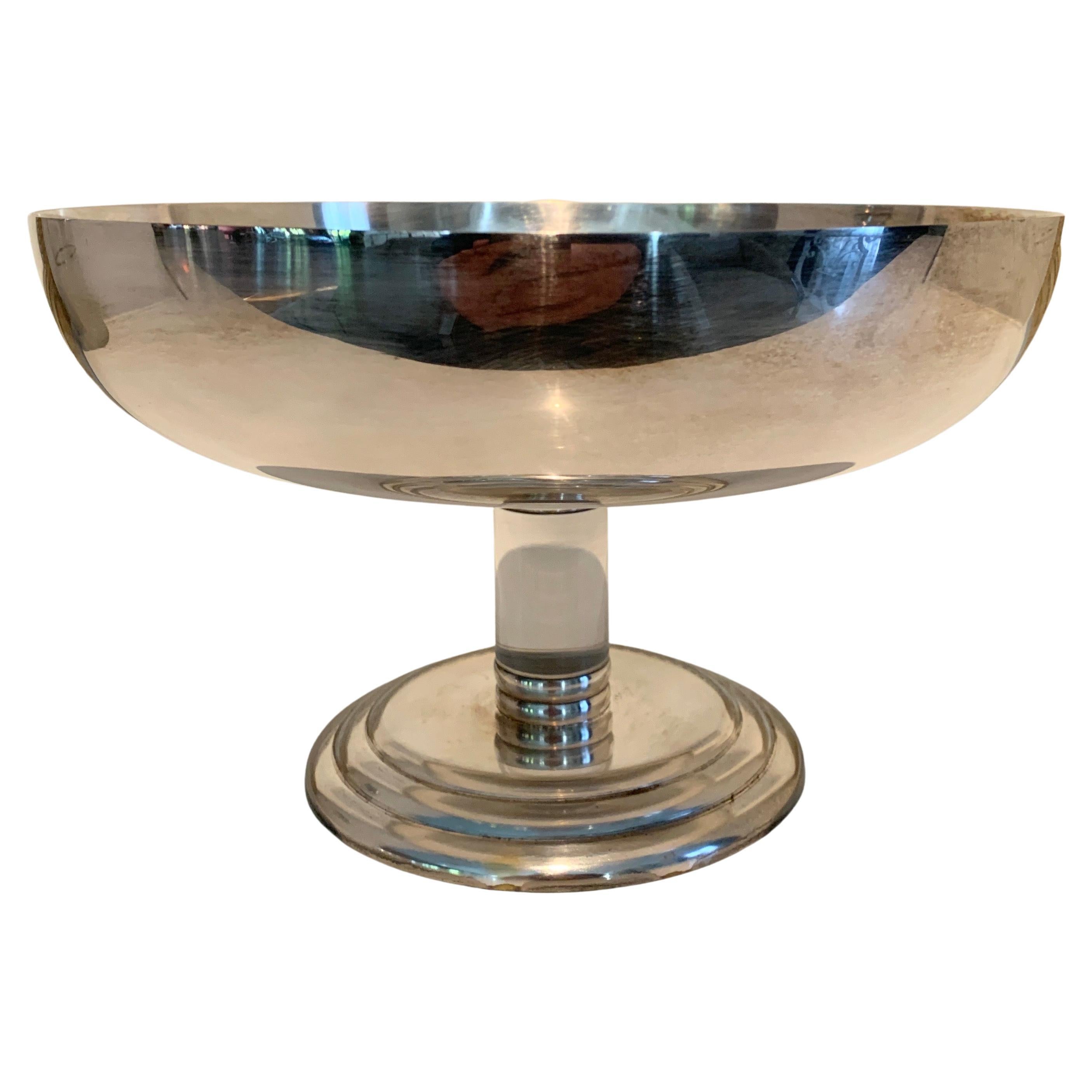Chrome and Glass Footed Bowl