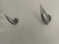 Französisches Paar Wandleuchter aus Chrom und Glas von BLUX Adar Pie, 1980er Jahre, Frankreich