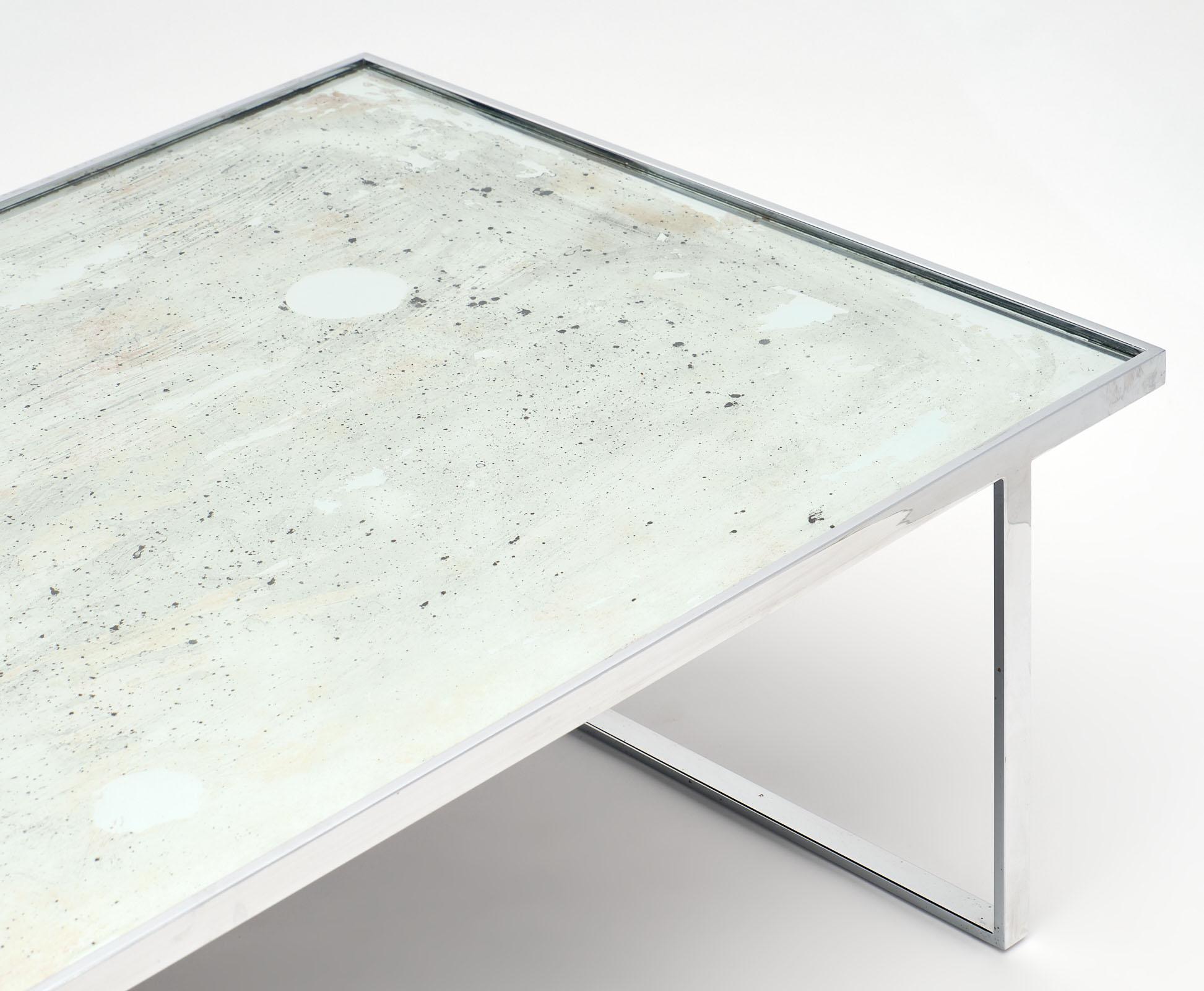 Chrome and Glass French Vintage Coffee Table In Good Condition For Sale In Austin, TX