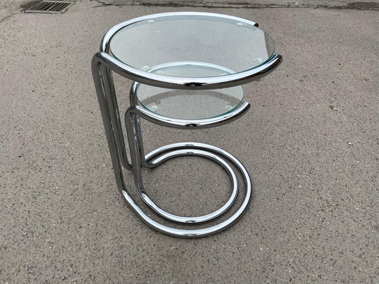 Chrome and glass, Italian vintage Sculptural side tables from the 1980