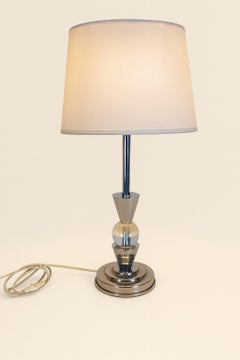 Chrome And Glass Lamp 1950s - Jacques Adnet Style