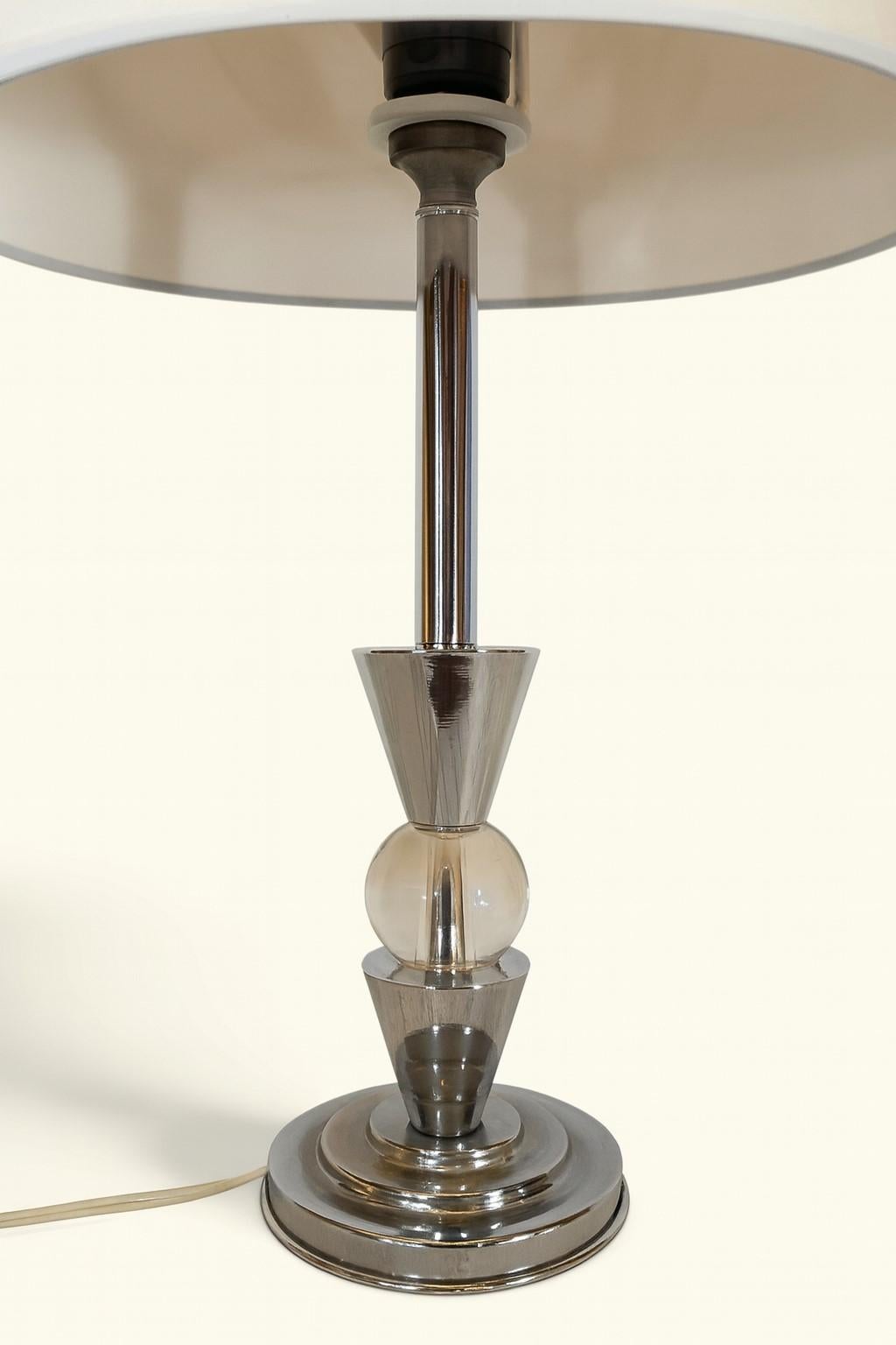Chrome And Glass Lamp 1950s - Jacques Adnet Style For Sale 1