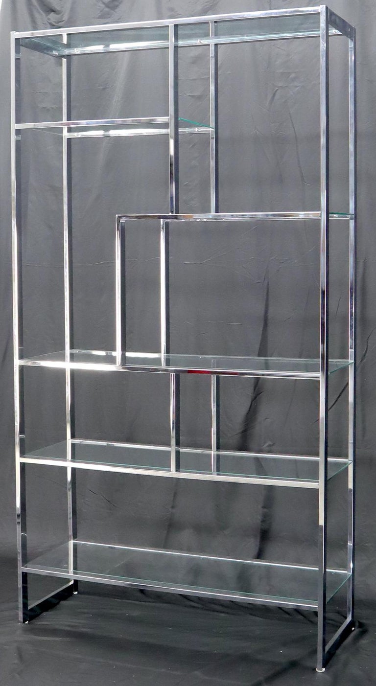 Chrome and Glass Large Design Institute America Étagère Shelving Wall ...