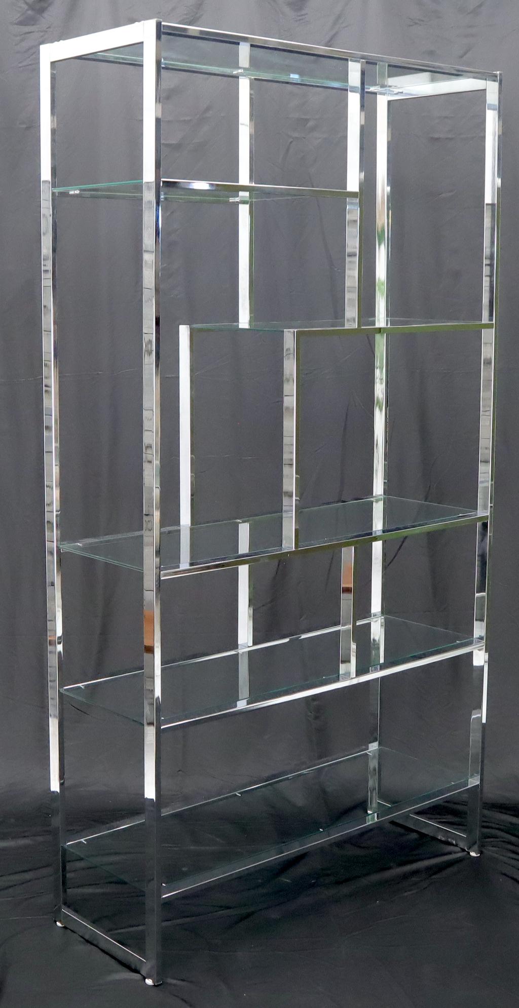 American Chrome and Glass Large Design Institute America Étagère Shelving Wall Unit For Sale