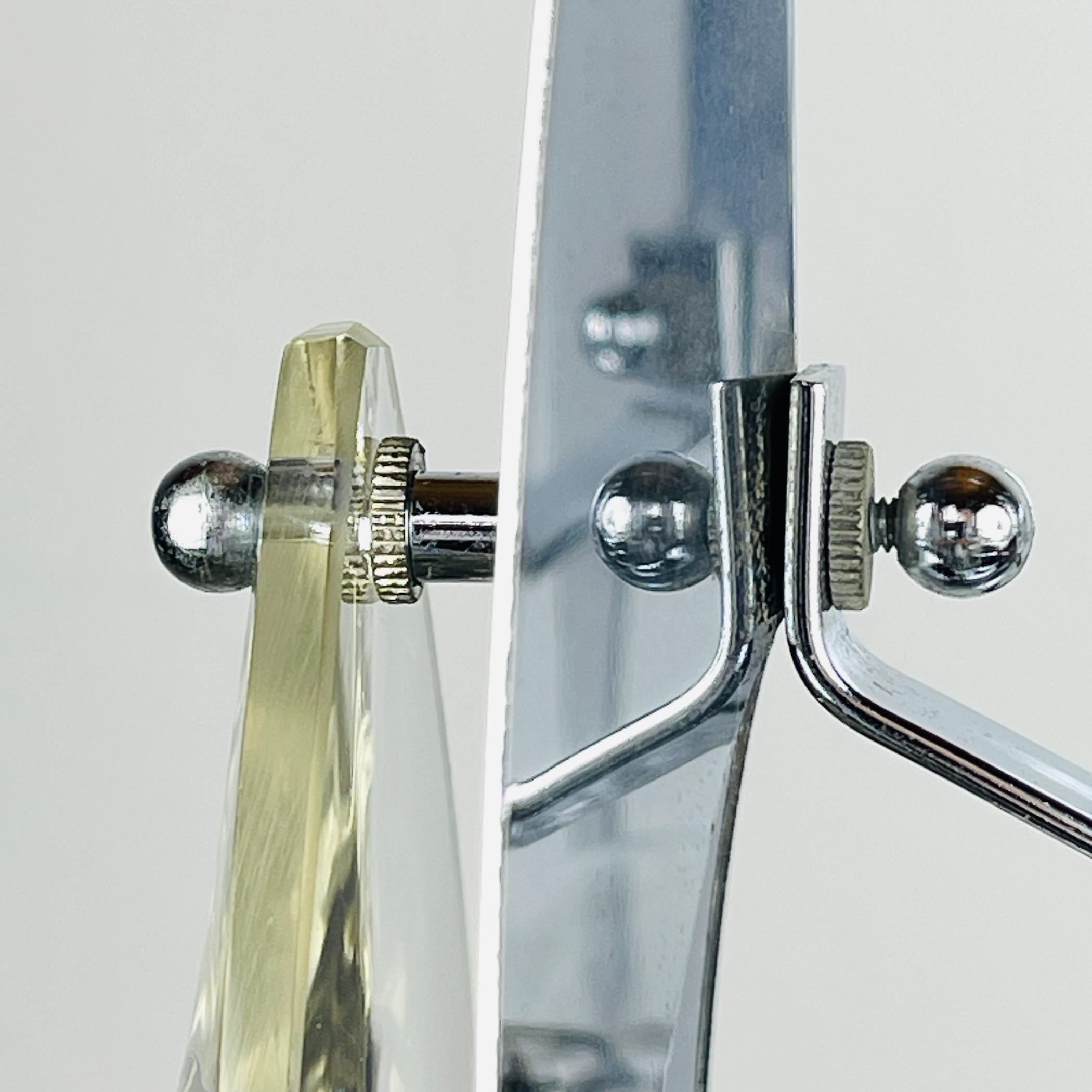 Metal Chrome and Glass Lens Chandelier by Oscar Torlasco Italy 1960s For Sale