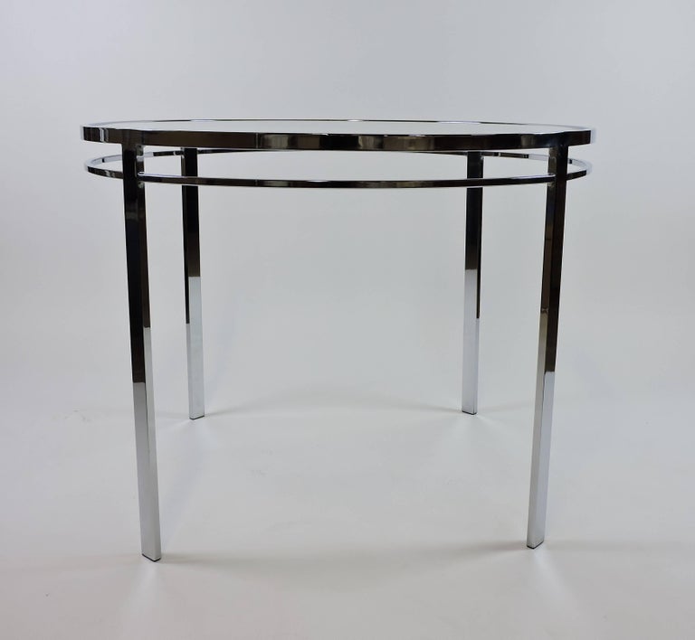 Chrome and Glass Mid-Century Modern Round Dining Table at 1stDibs