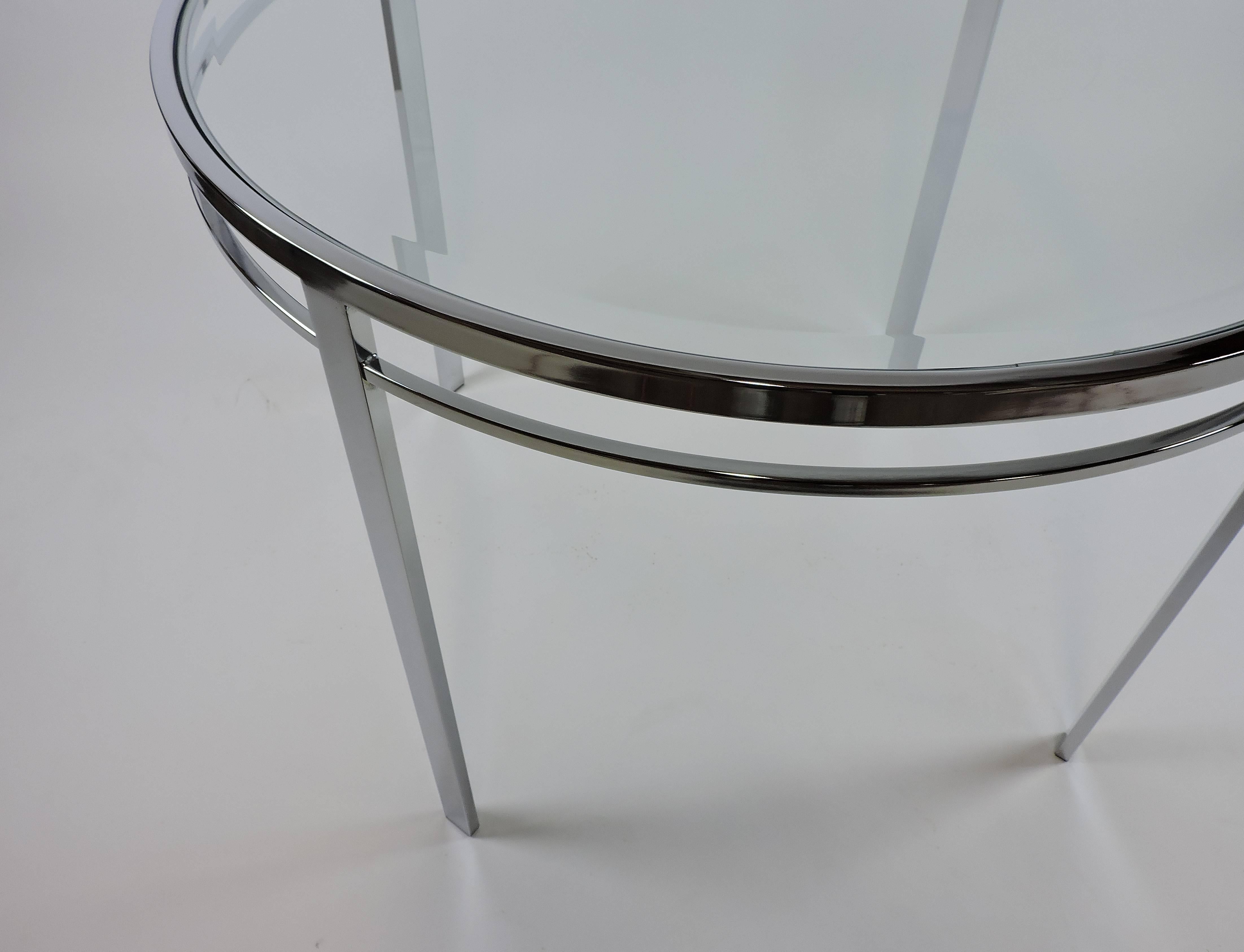 American Chrome and Glass Mid-Century Modern Round Dining Table