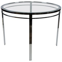 Chrome and Glass Mid-Century Modern Round Dining Table