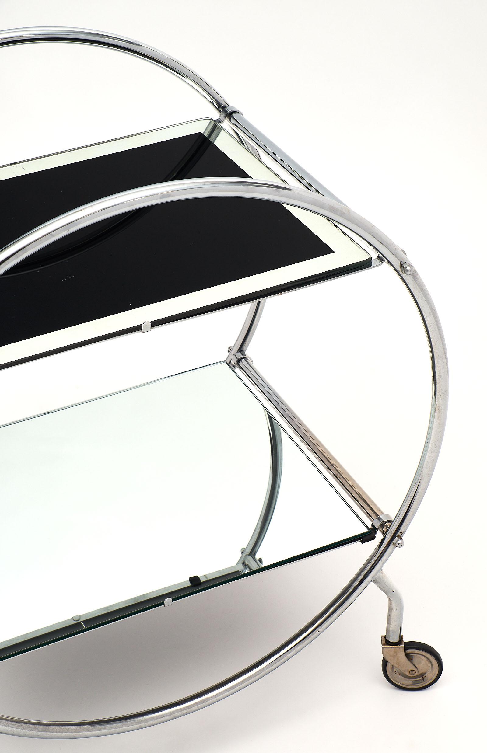 Mid-Century Modern Chrome and Glass Midcentury Bar Cart