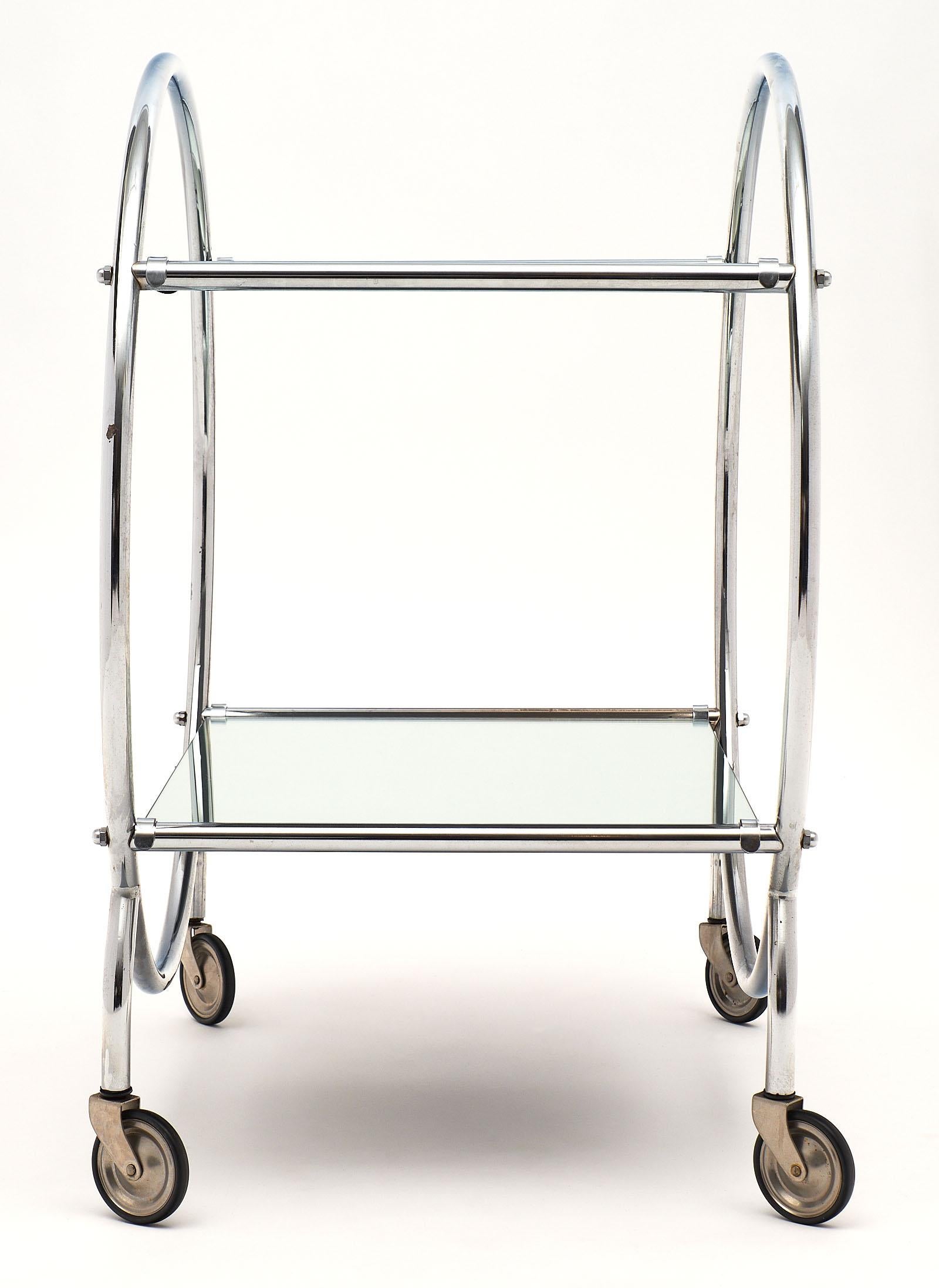 Chrome and Glass Midcentury Bar Cart 1
