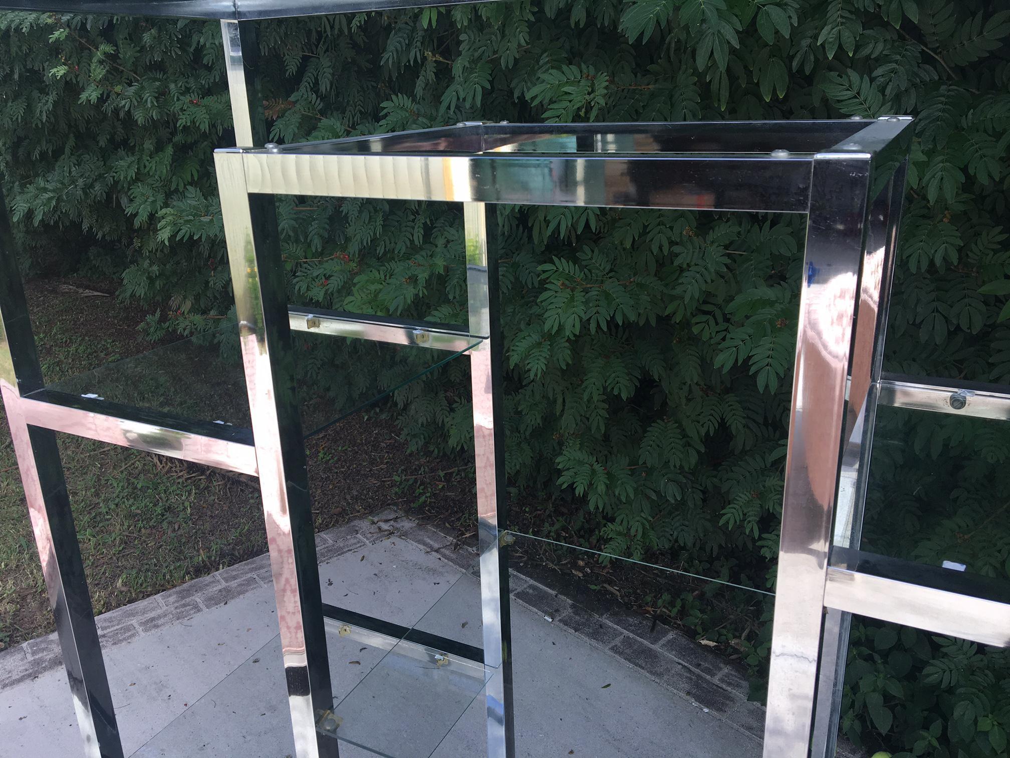 Chrome and Glass Milo Baughman Style Modern Etagere In Good Condition In Jacksonville, FL