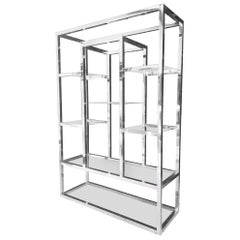 Chrome and Glass Milo Baughman Style Modern Étagère
