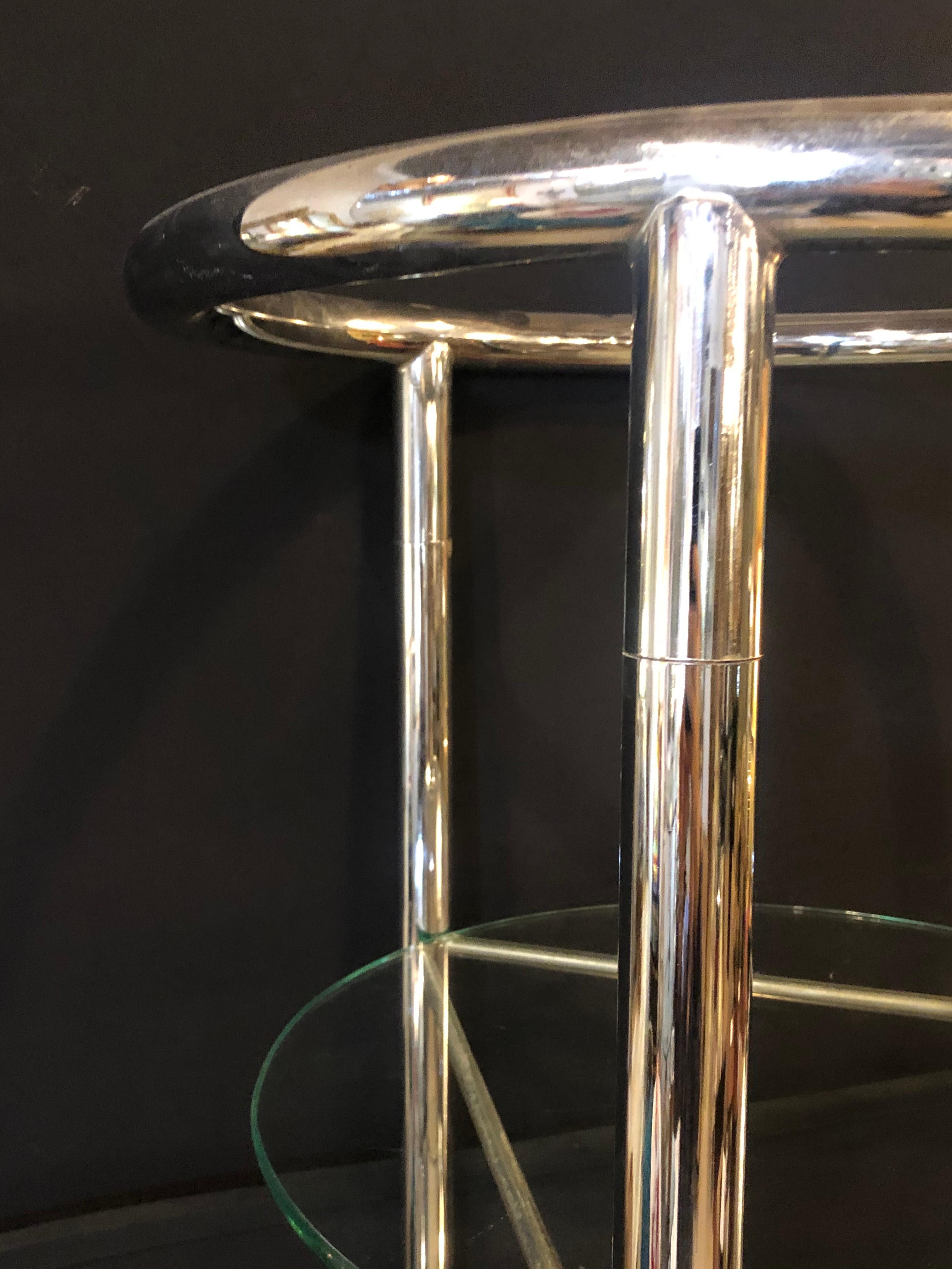 Mid-Century Modern Chrome and Glass Modern Tubular Five Tier Étagère / Shelf