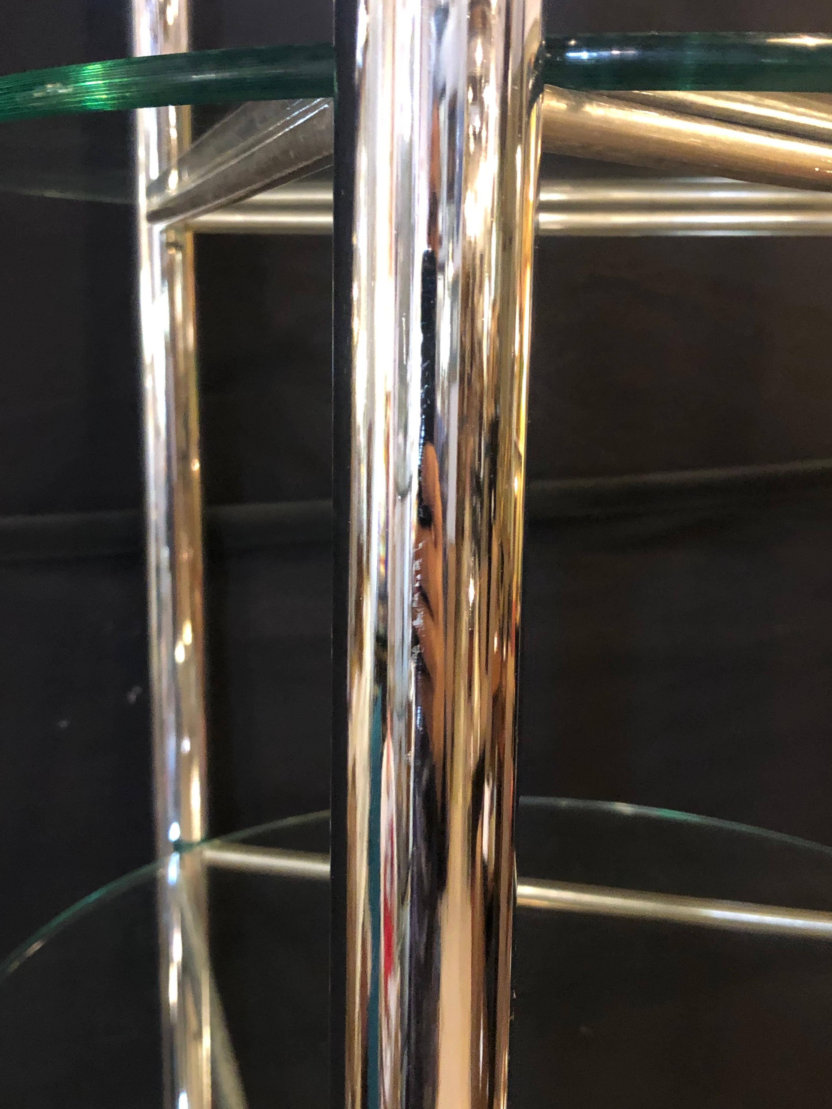 Chrome and Glass Modern Tubular Five Tier Étagère / Shelf In Good Condition In Stamford, CT