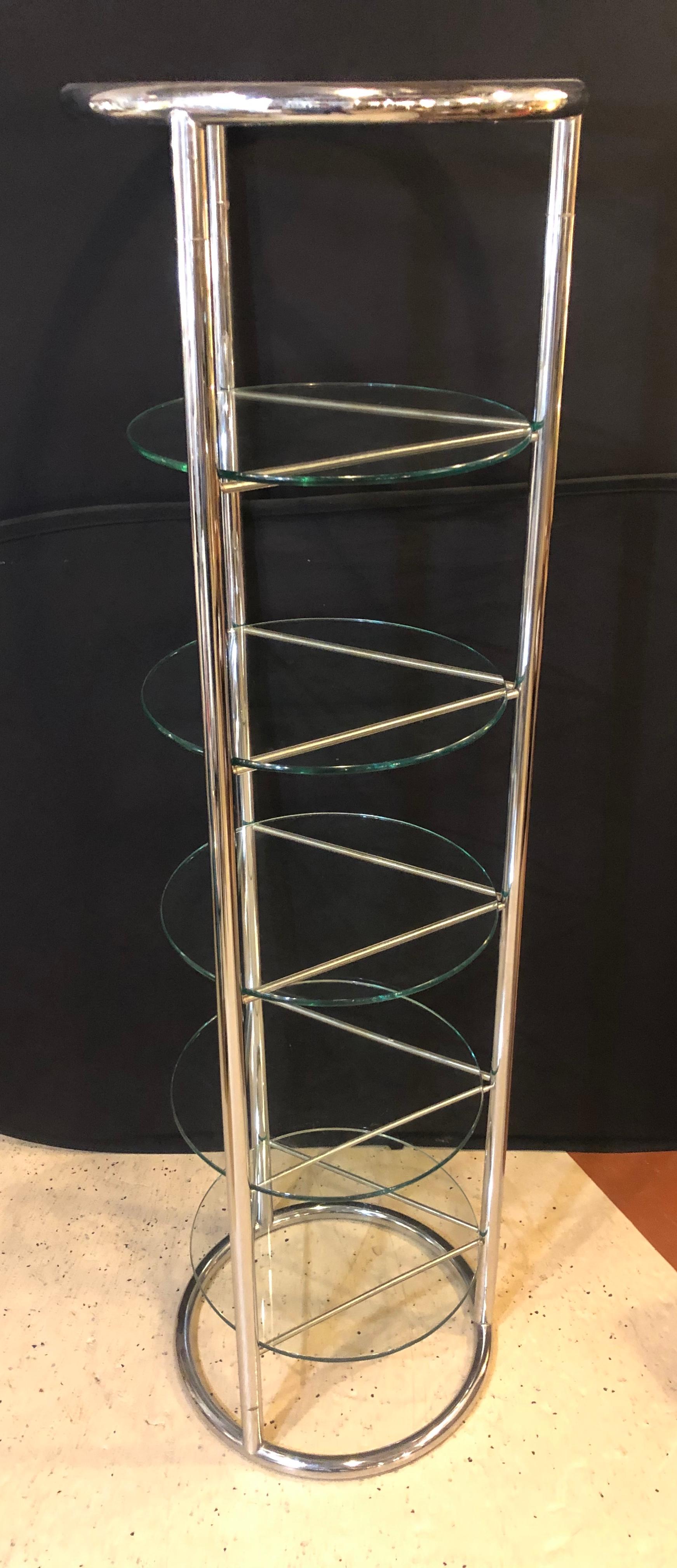 Chrome and Glass Modern Tubular Five Tier Étagère / Shelf 1