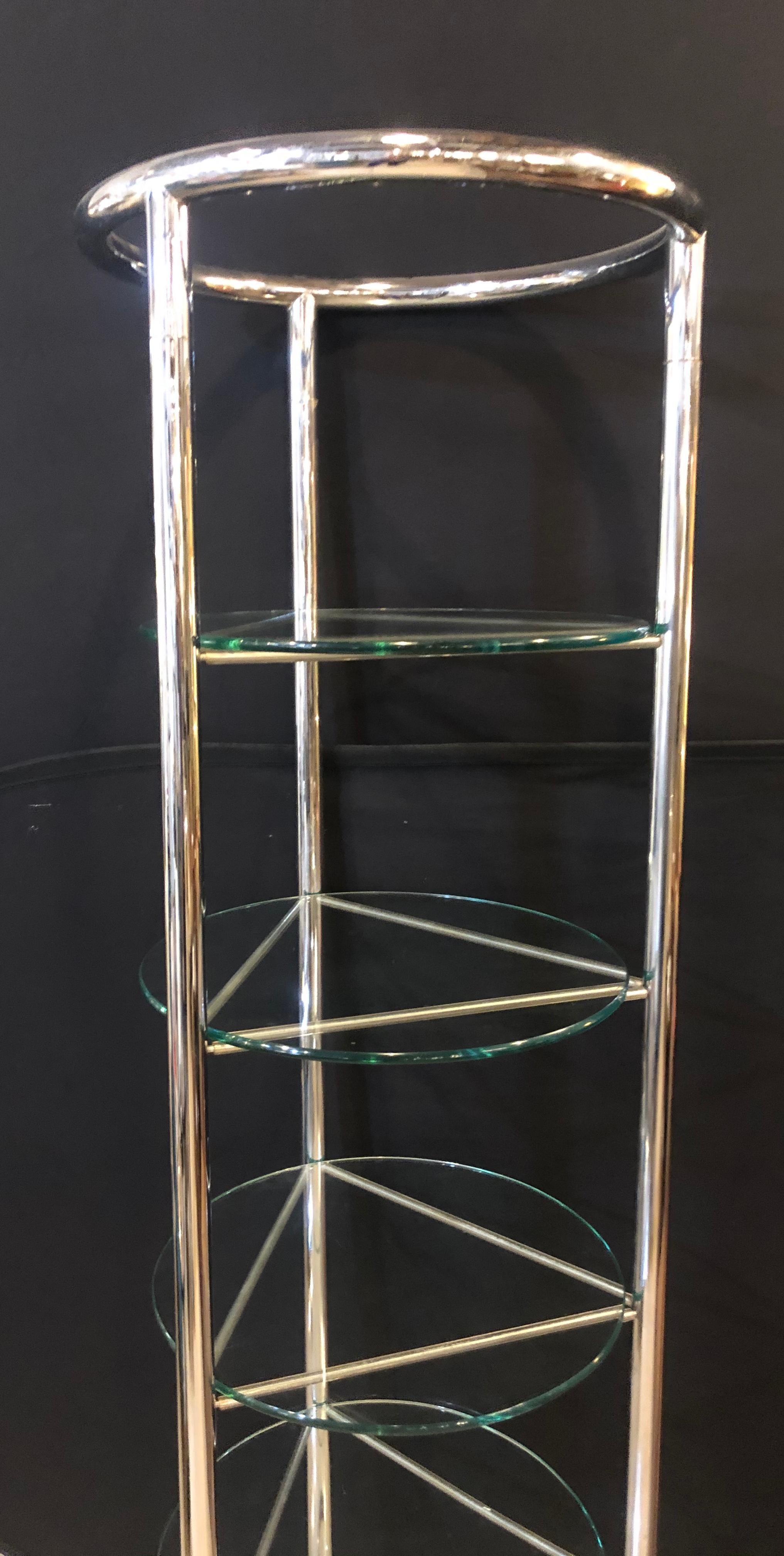 Chrome and Glass Modern Tubular Five Tier Étagère / Shelf 2