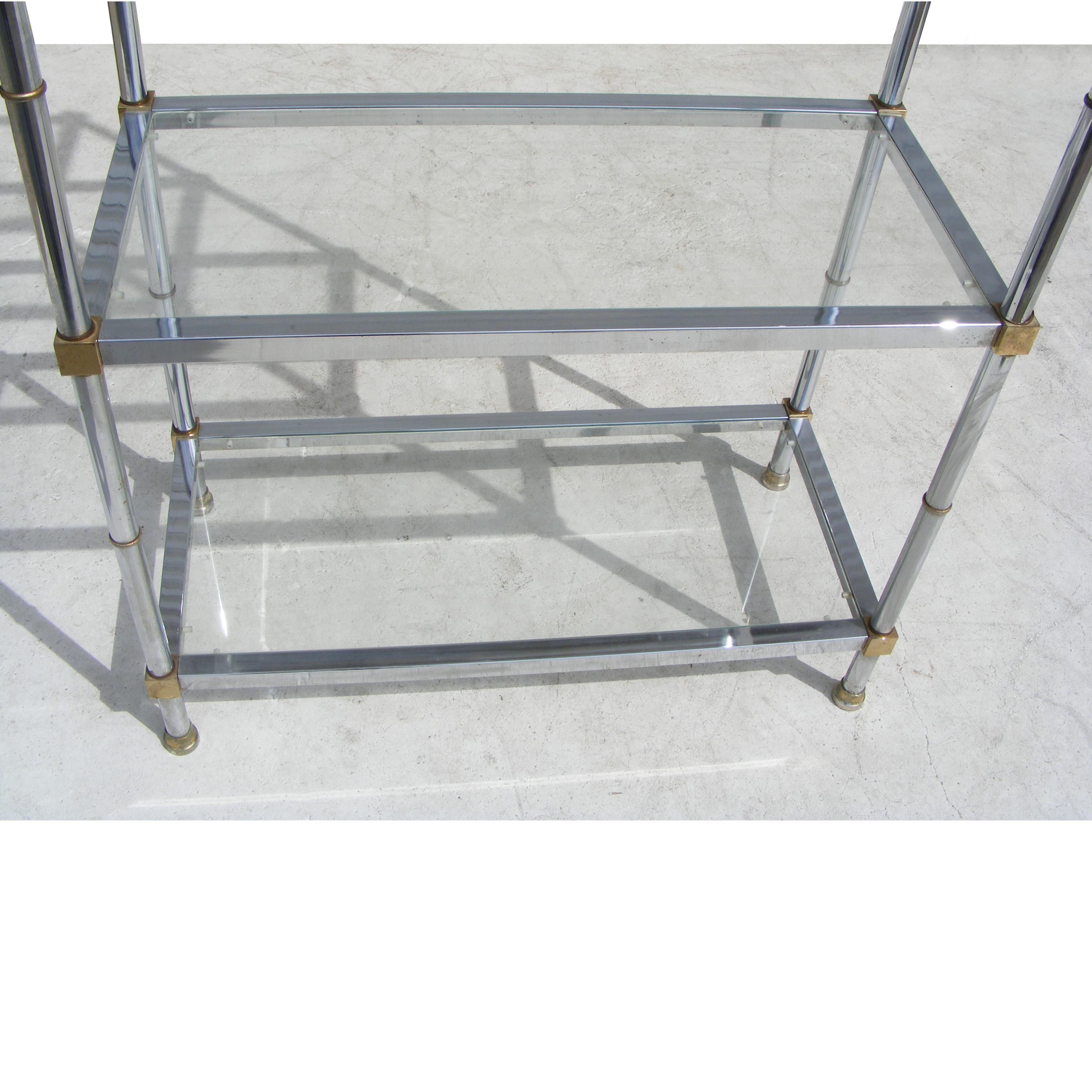 American Chrome And Glass Modernist Etagere Shelf Unit For Sale
