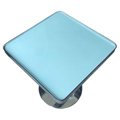 Chrome and Glass Modernist Side Table with Reversible Glass