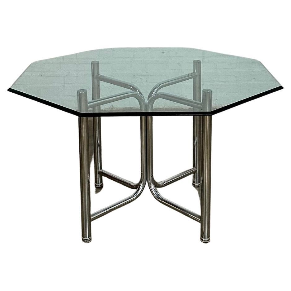 Vintage Chrome And Glass Dining Table 422 For Sale on 1stDibs